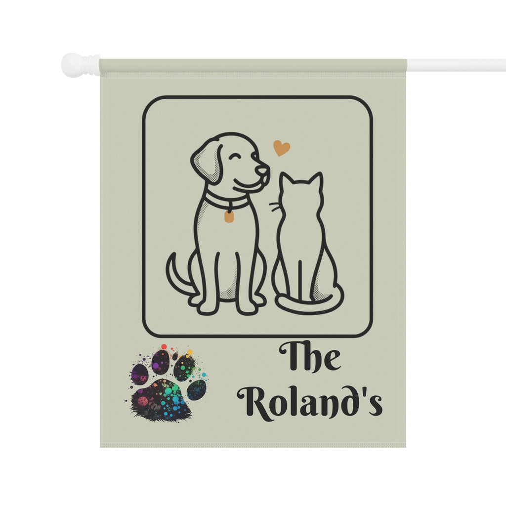 Personalized Pet Garden Flag — Dogs & Cats Design, Custom Family Name Garden Banner