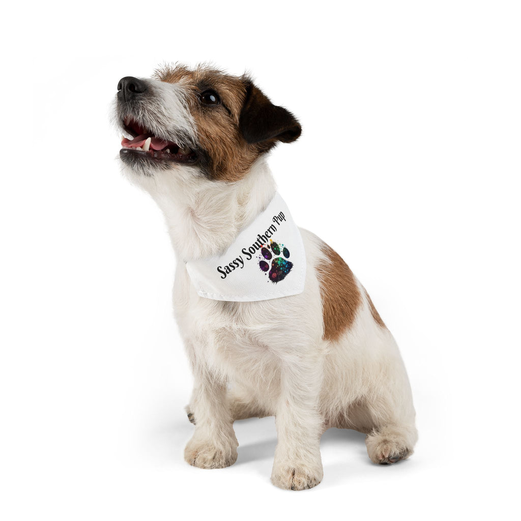 Pet Bandana Collar — "Sassy Southern Pup" Paw Print Dog Bandana