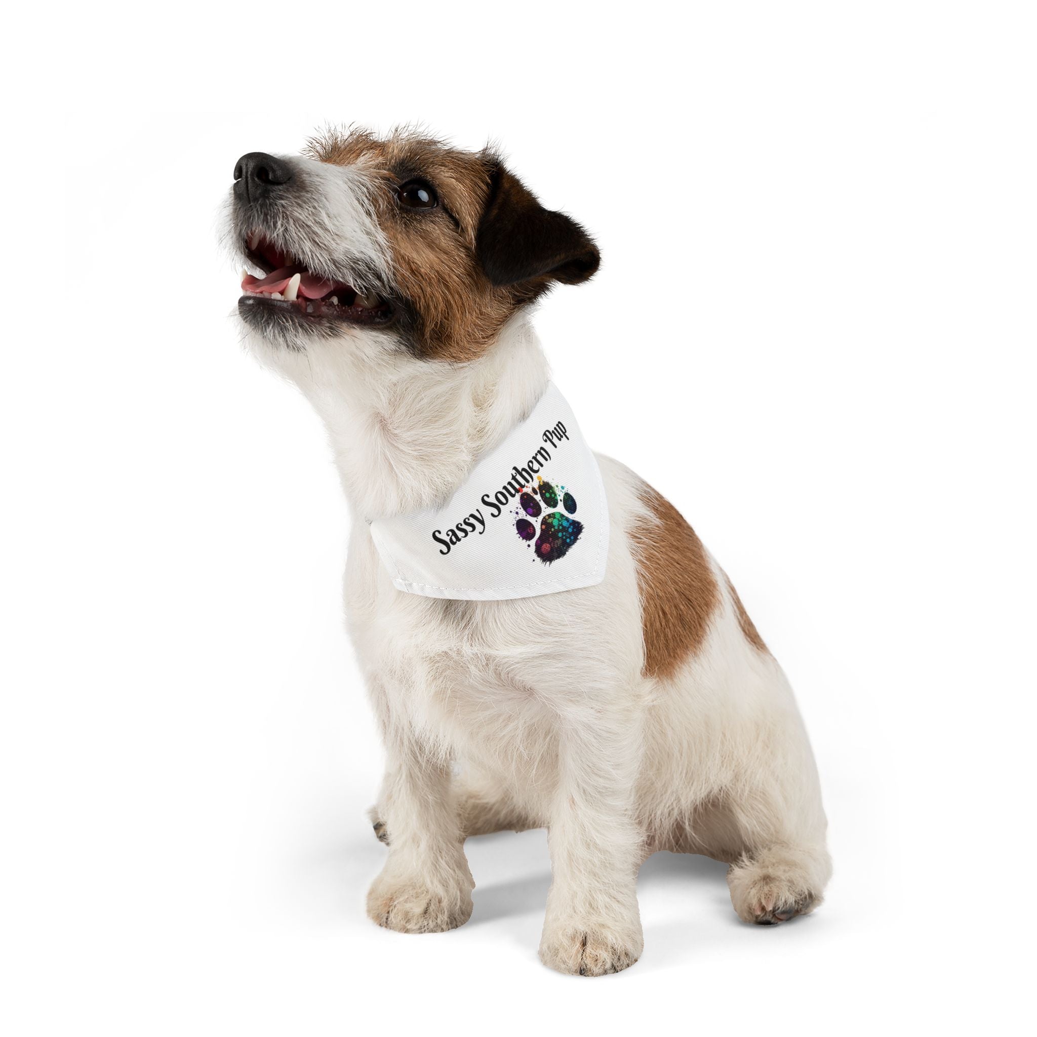 Pet Bandana Collar — "Sassy Southern Pup" Paw Print Dog Bandana