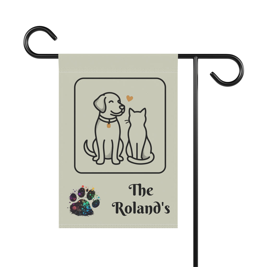 Personalized Pet Garden Flag — Dogs & Cats Design, Custom Family Name Garden Banner