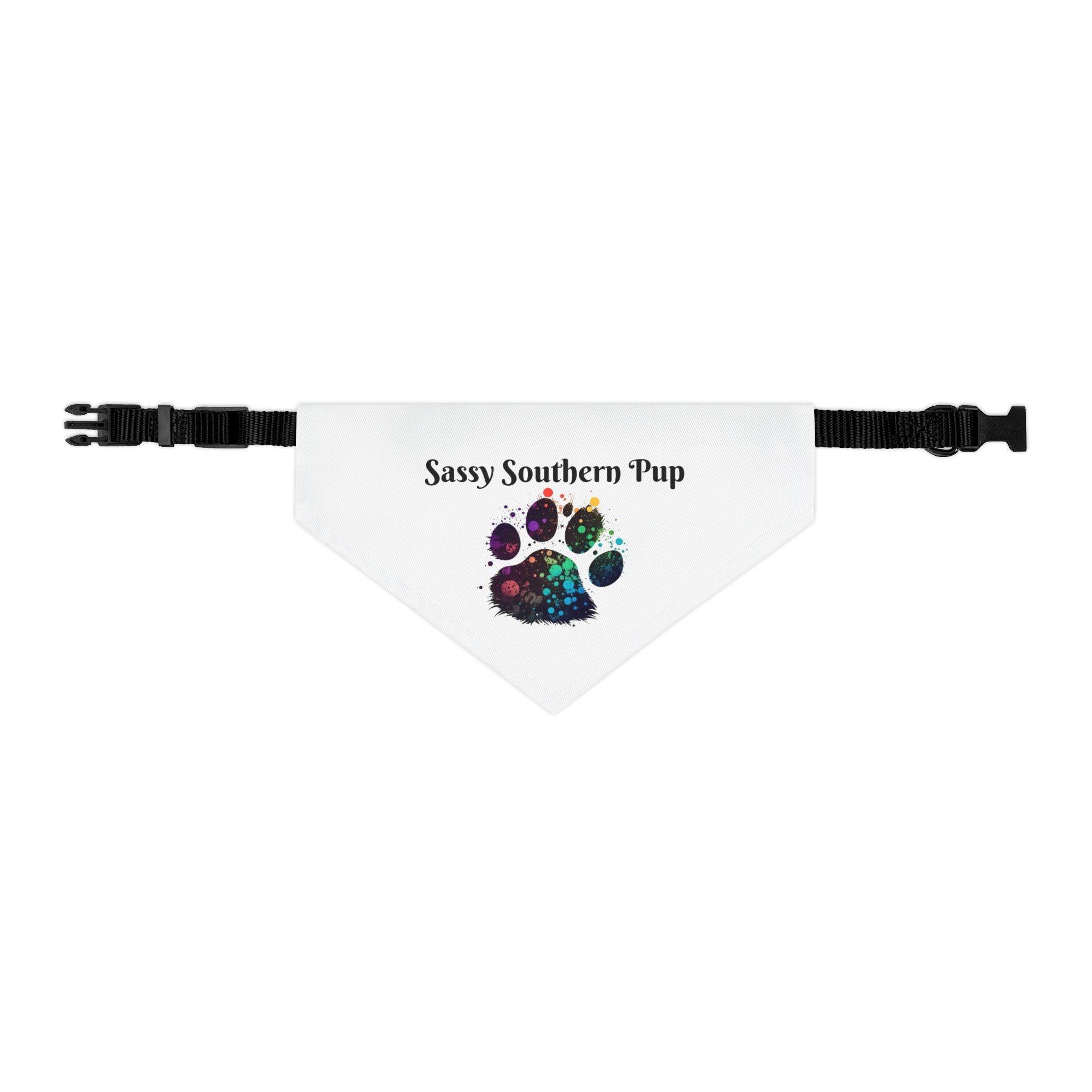 Pet Bandana Collar — "Sassy Southern Pup" Paw Print Dog Bandana