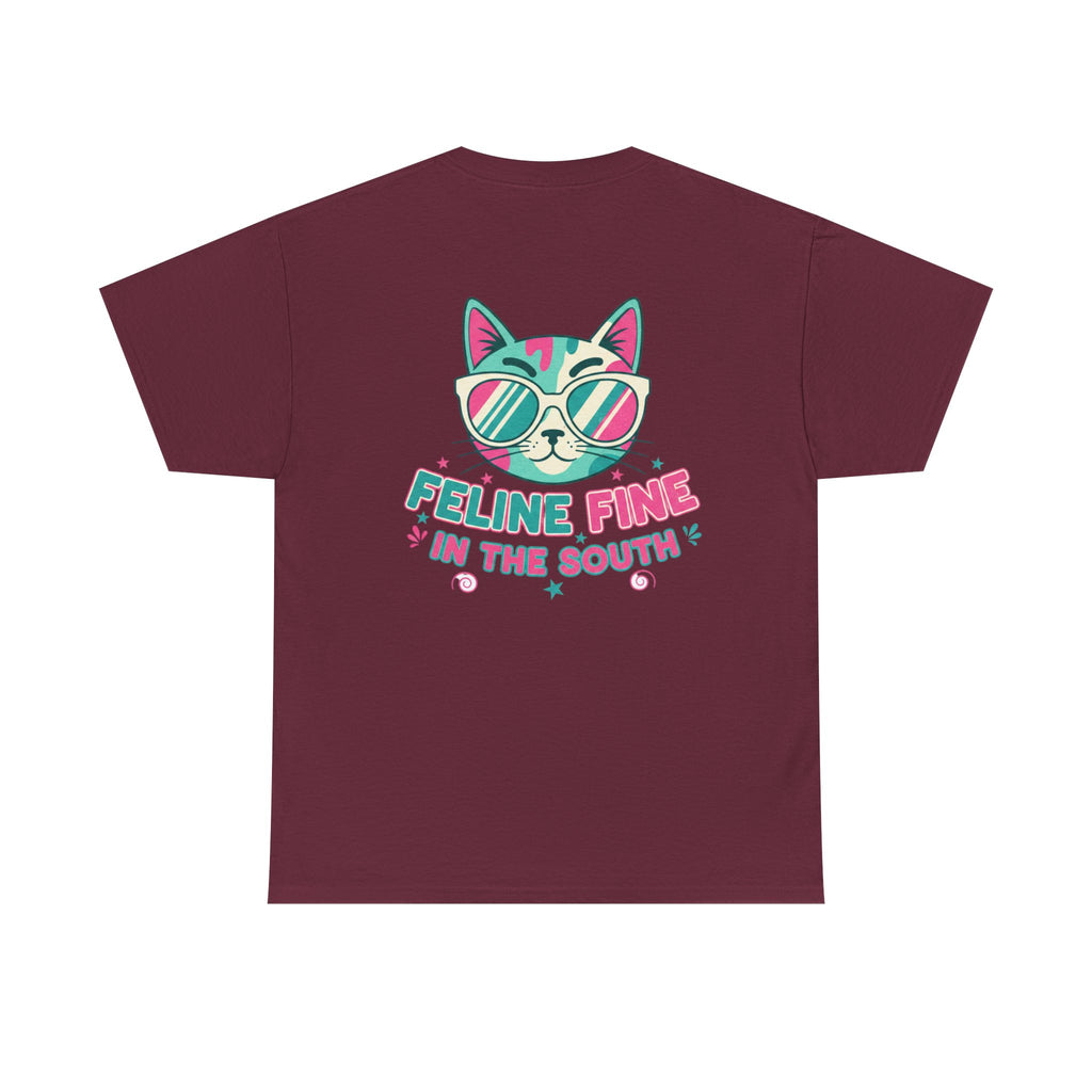 Feline Fine Tee — Retro Cat "Feline Fine in the South" Graphic T-Shirt