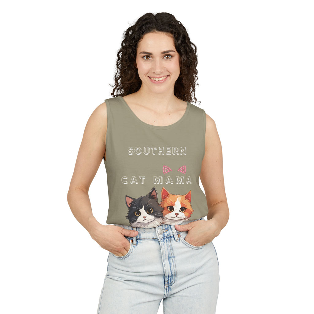 Southern Cat Mama Tank Top — Cute Kitten Graphic Tank for Cat Lovers