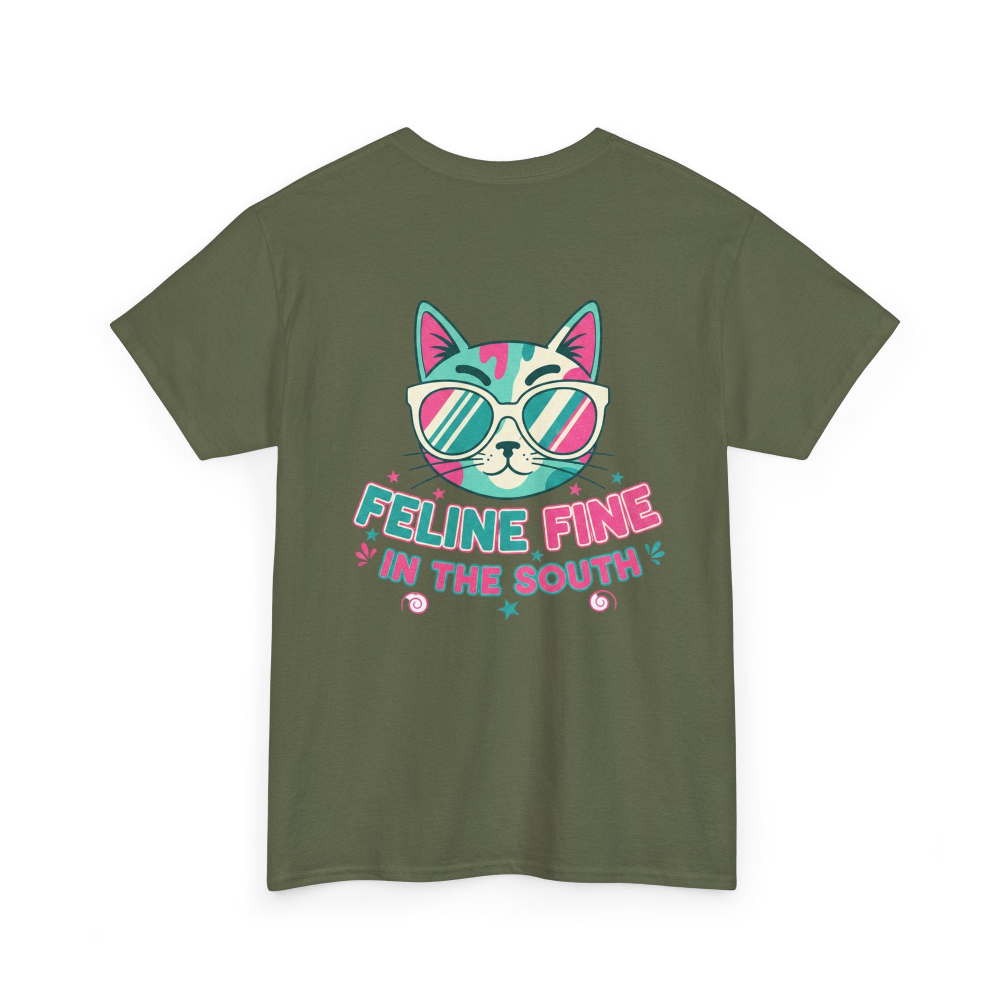 Feline Fine Tee — Retro Cat "Feline Fine in the South" Graphic T-Shirt