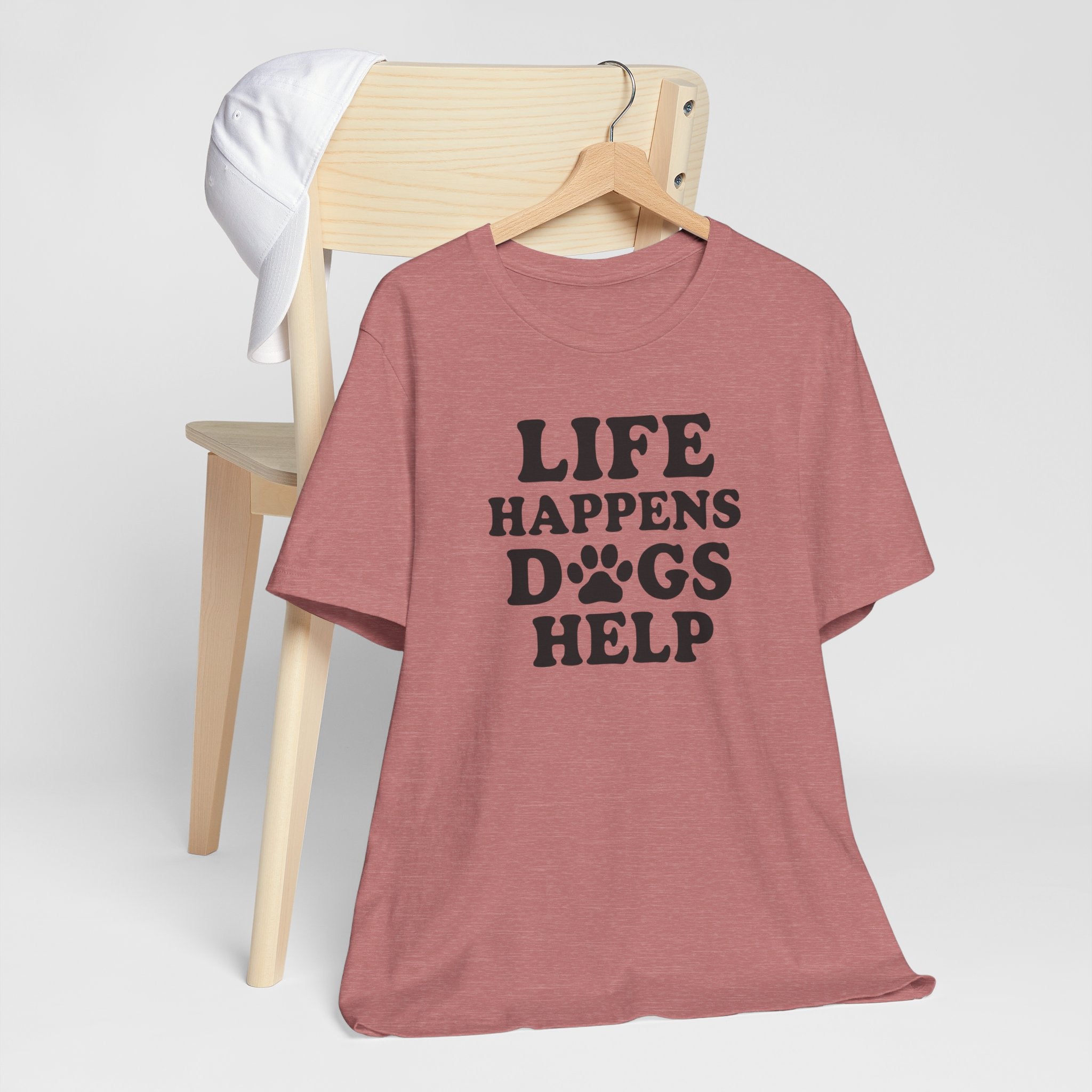 Dog Lover Tee - Life Happens Dogs Help | Pet Parent Gift, Dog Rescue Shirt, Animal Lover Apparel, Casual Wear