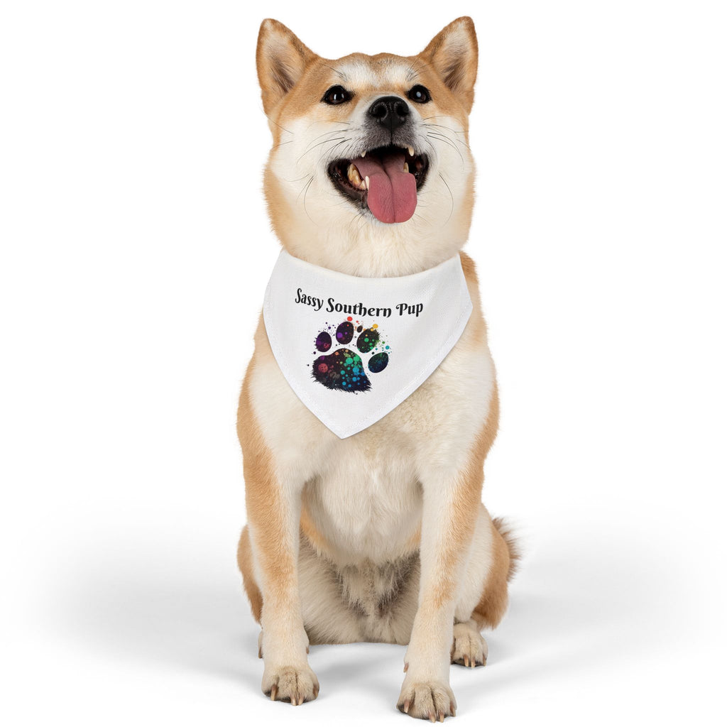 Pet Bandana Collar — "Sassy Southern Pup" Paw Print Dog Bandana