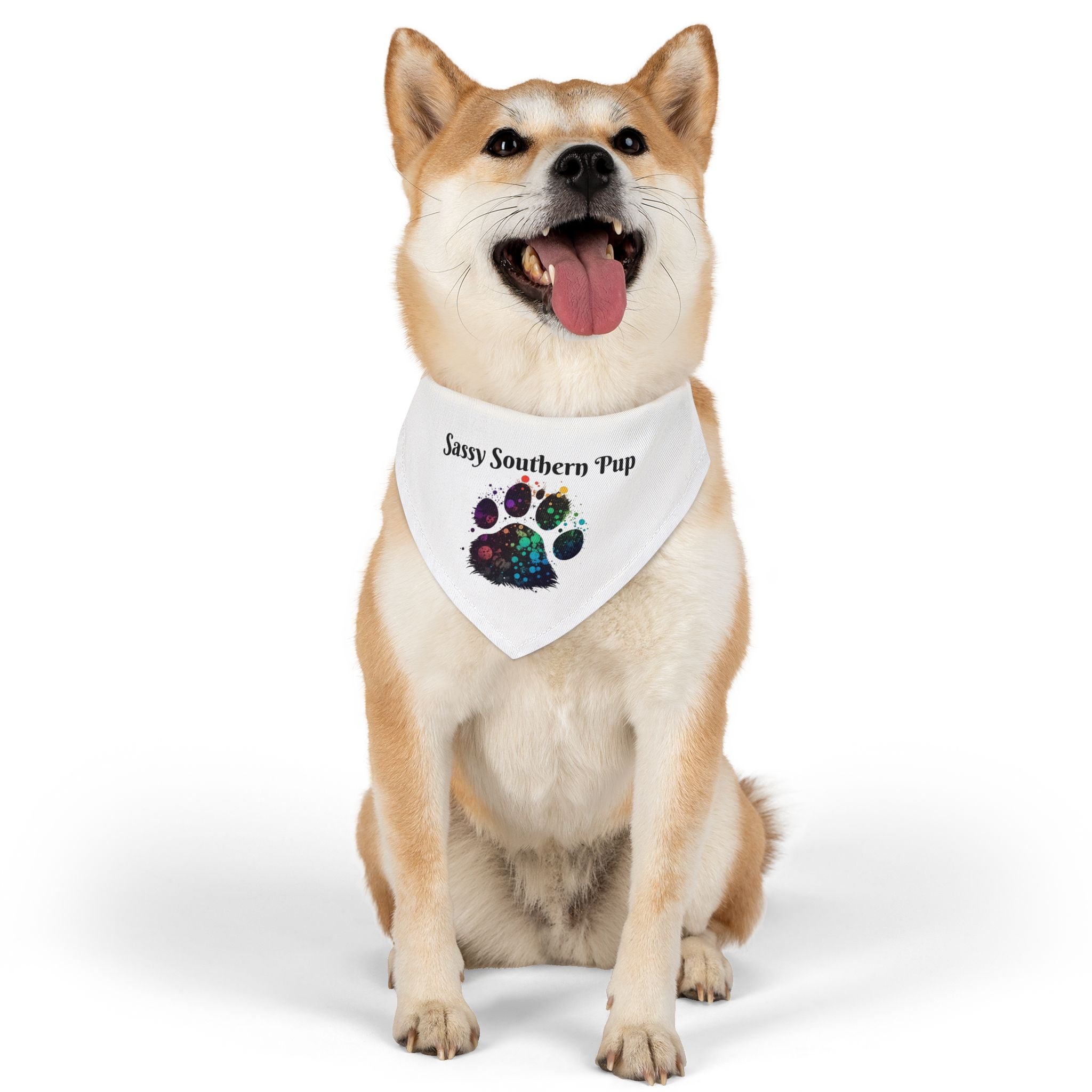 Pet Bandana Collar — "Sassy Southern Pup" Paw Print Dog Bandana