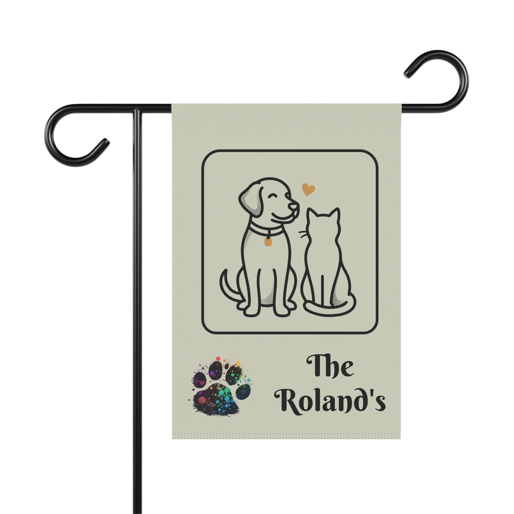 Personalized Pet Garden Flag — Dogs & Cats Design, Custom Family Name Garden Banner