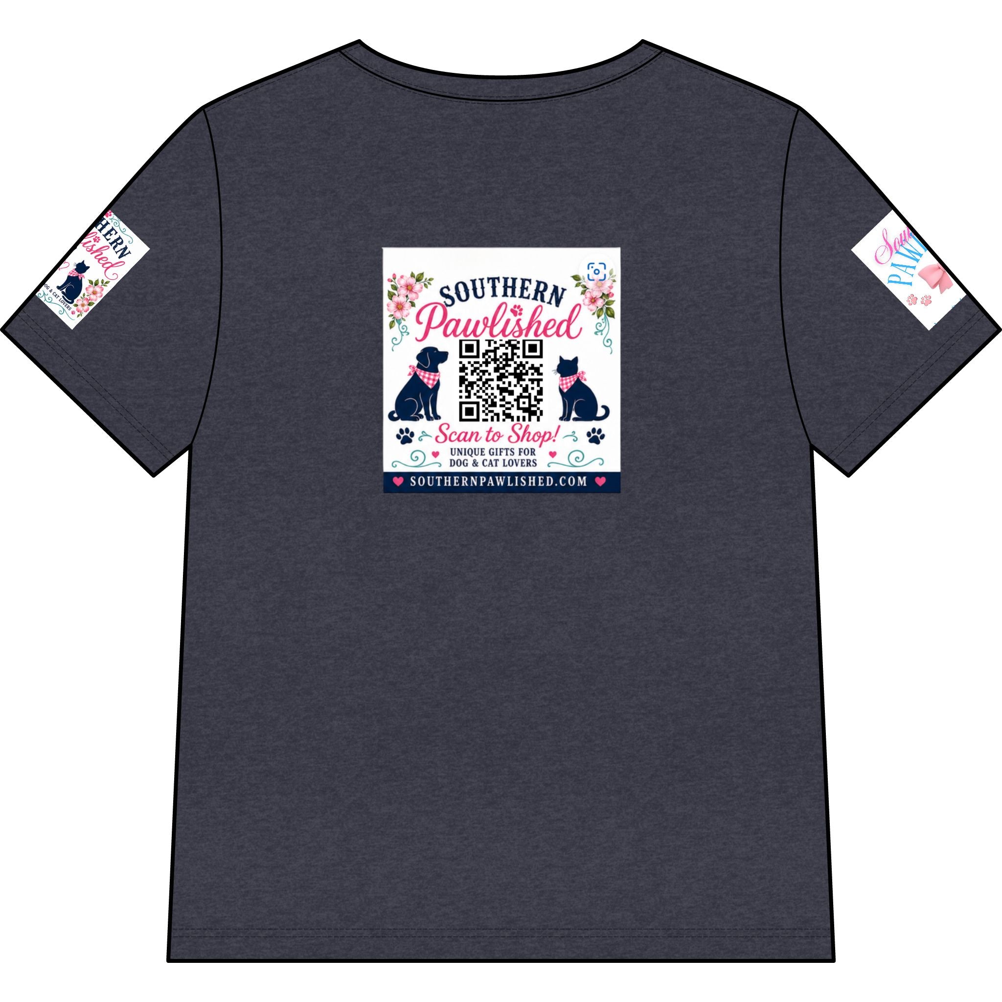 Southern Pawlished V-Neck Tee — "Southern Raised, Fur-baby Crazed"