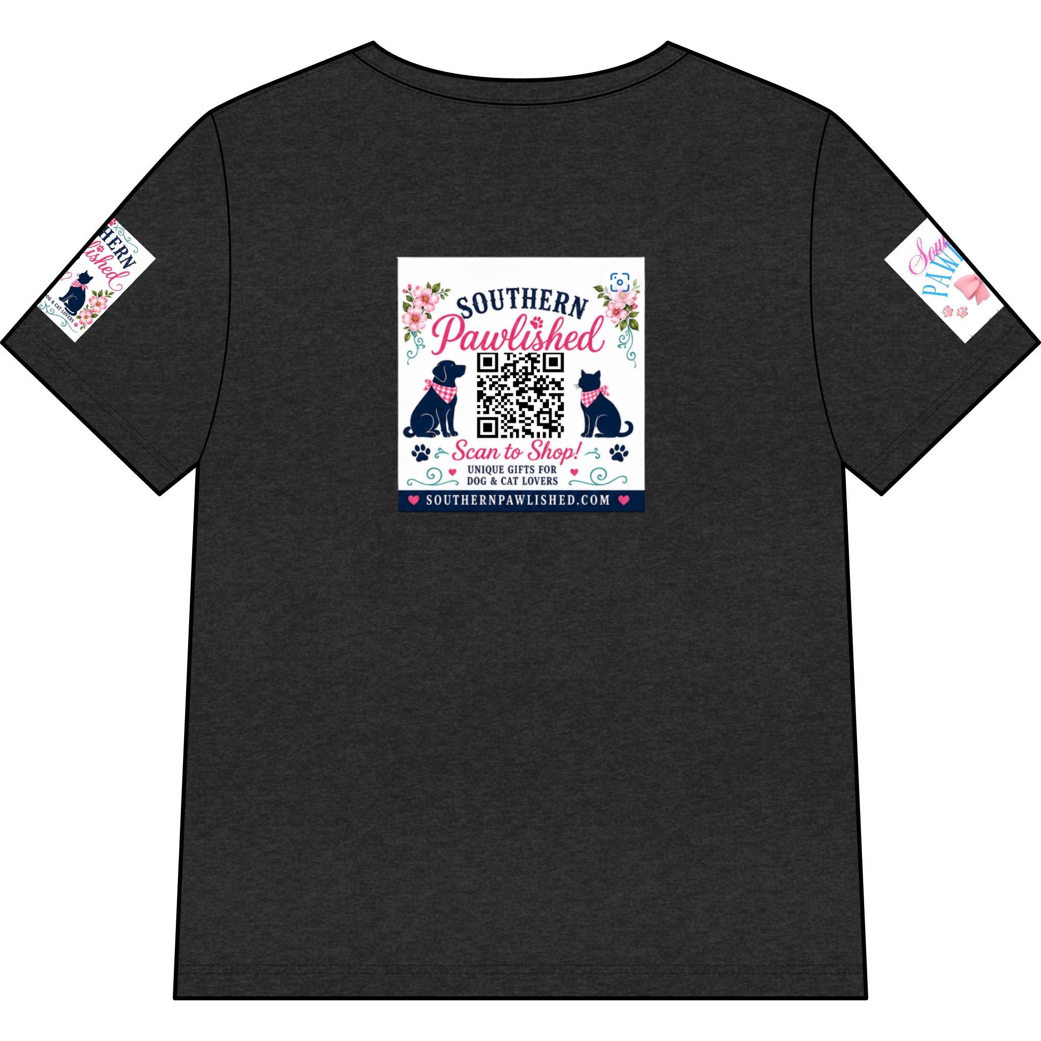 Southern Pawlished V-Neck Tee — "Southern Raised, Fur-baby Crazed"