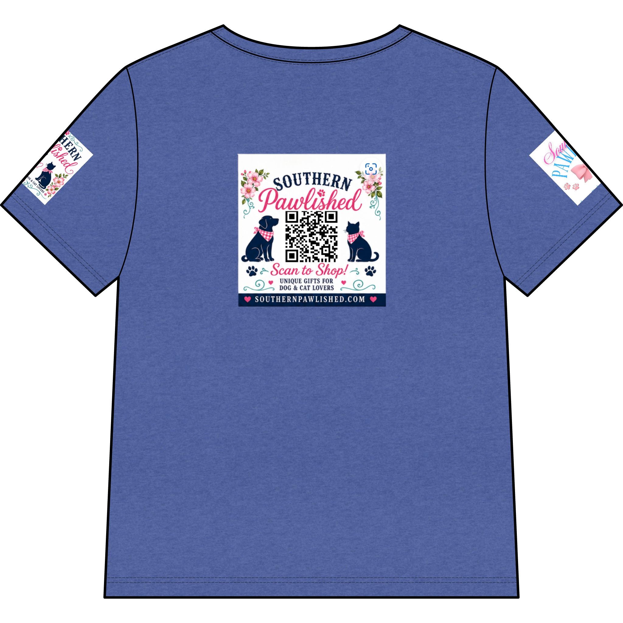 Southern Pawlished V-Neck Tee — "Southern Raised, Fur-baby Crazed"