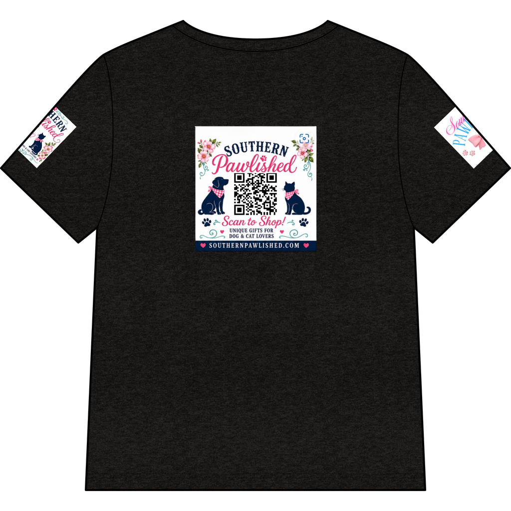 Southern Pawlished V-Neck Tee — "Southern Raised, Fur-baby Crazed"