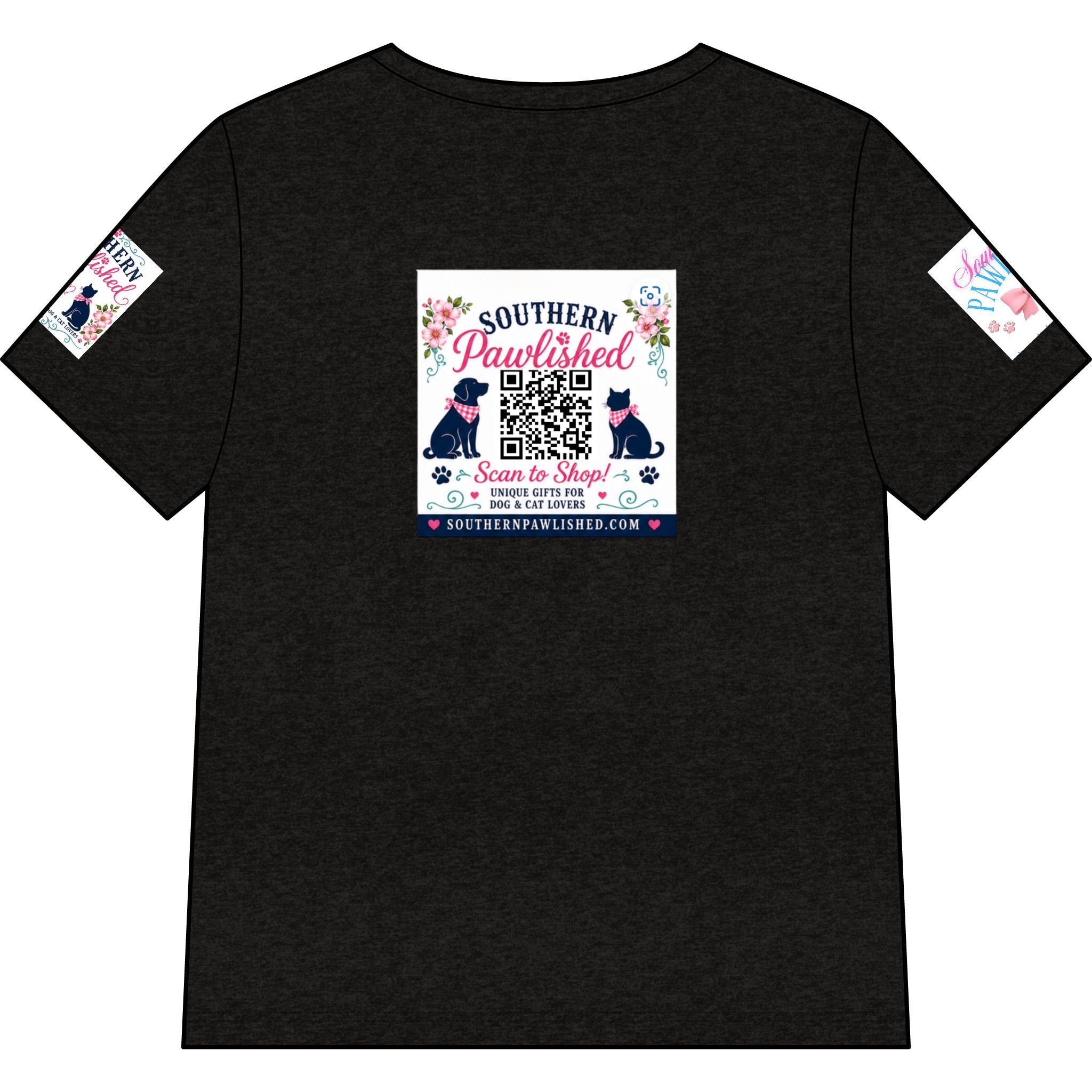 Southern Pawlished V-Neck Tee — "Southern Raised, Fur-baby Crazed"