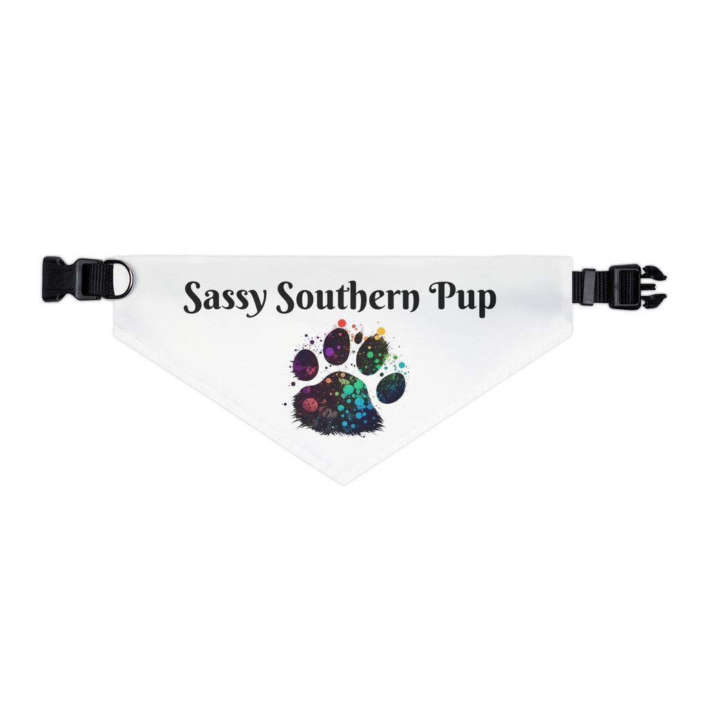 Pet Bandana Collar — "Sassy Southern Pup" Paw Print Dog Bandana