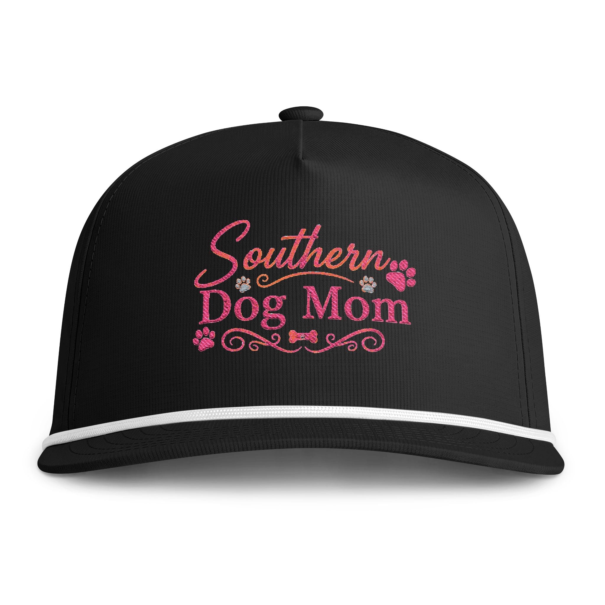 Southern Dog Mom Rope Cap — Sunwashed Embroidered Pet Lover Hat
