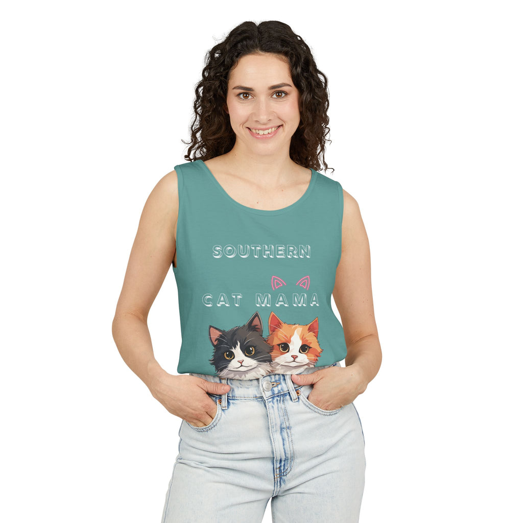Southern Cat Mama Tank Top — Cute Kitten Graphic Tank for Cat Lovers