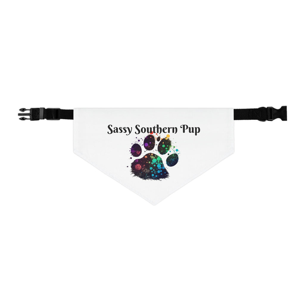 Pet Bandana Collar — "Sassy Southern Pup" Paw Print Dog Bandana