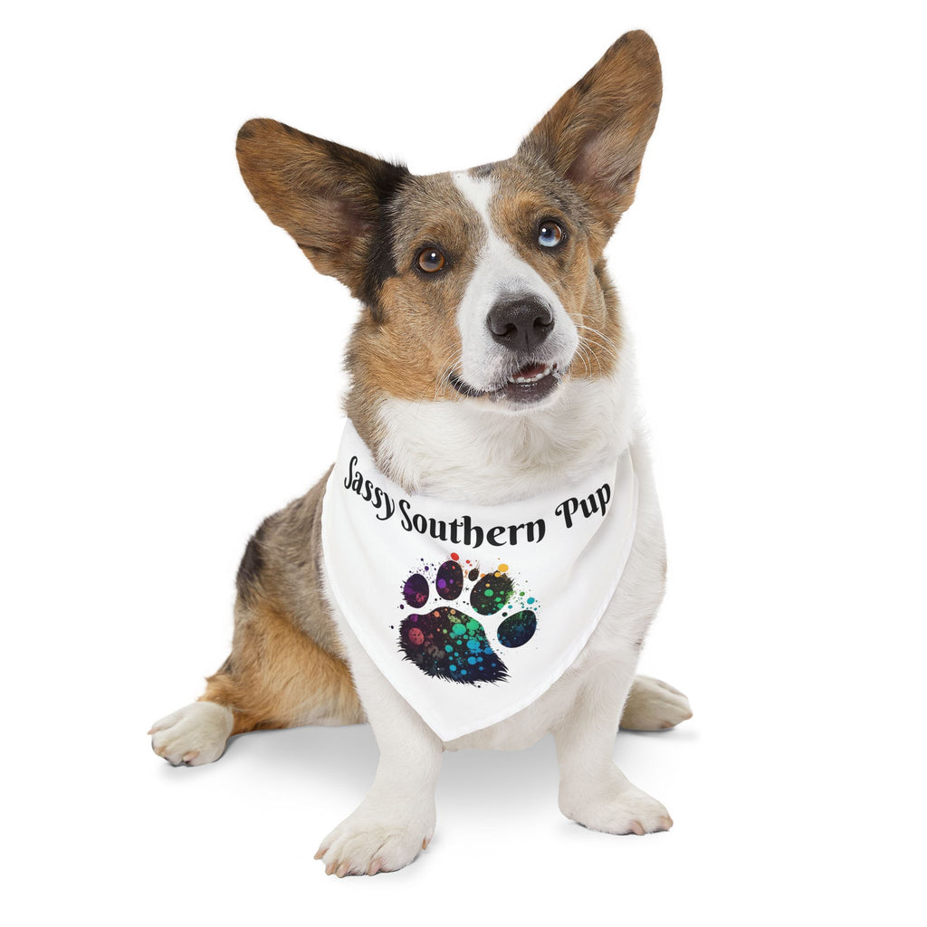 Pet Bandana Collar — "Sassy Southern Pup" Paw Print Dog Bandana