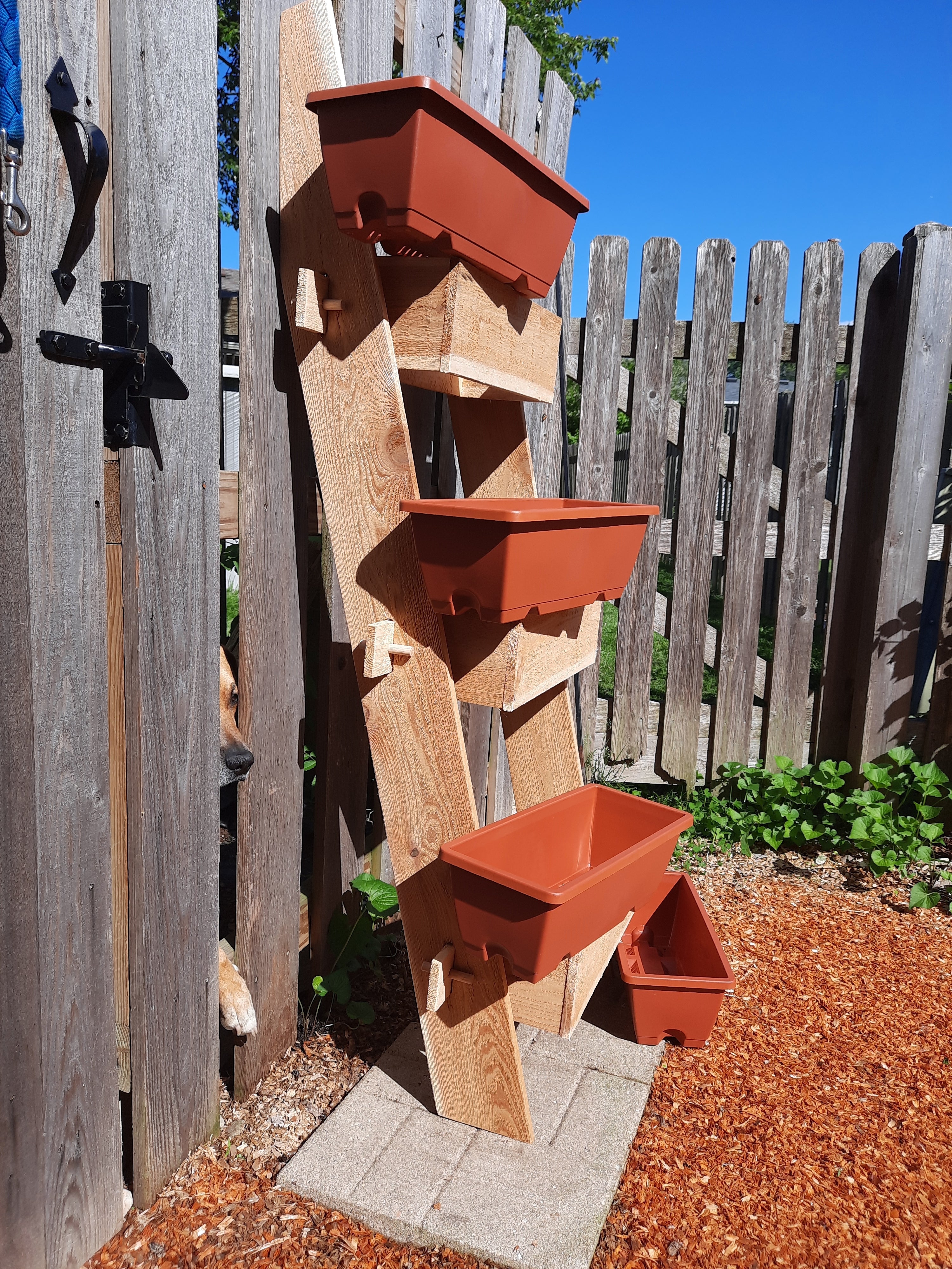 3-Tier Vertical Cedar Standing Planter Box