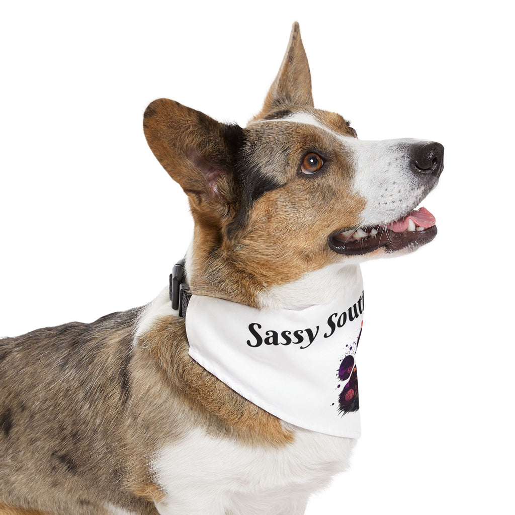 Pet Bandana Collar — "Sassy Southern Pup" Paw Print Dog Bandana