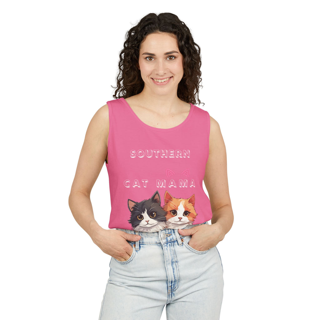 Southern Cat Mama Tank Top — Cute Kitten Graphic Tank for Cat Lovers