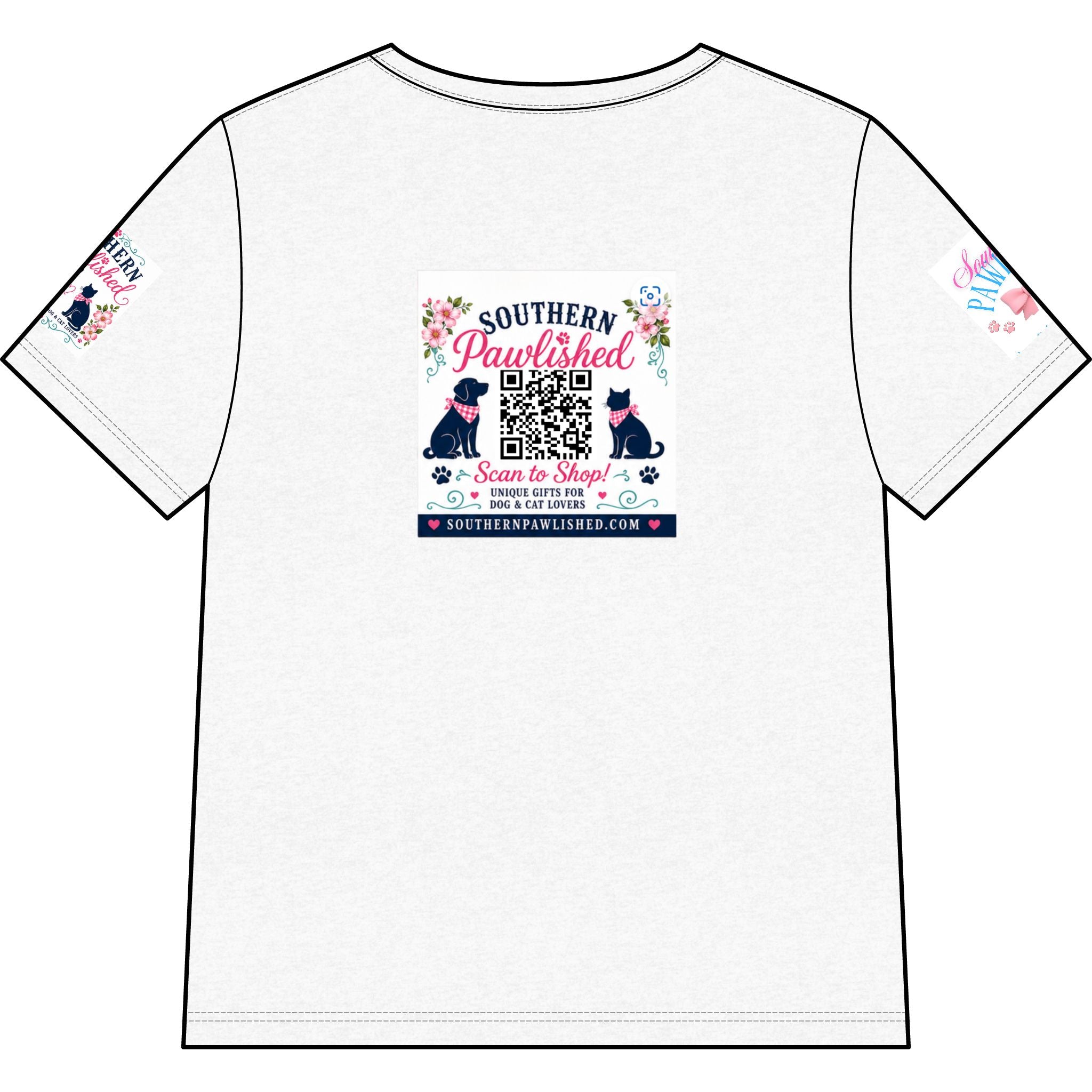 Southern Pawlished V-Neck Tee — "Southern Raised, Fur-baby Crazed"