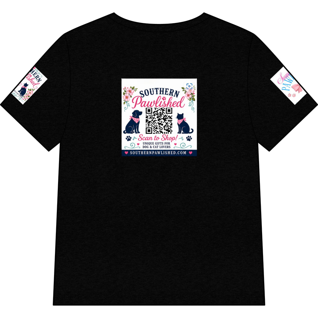 Southern Pawlished V-Neck Tee — "Southern Raised, Fur-baby Crazed"