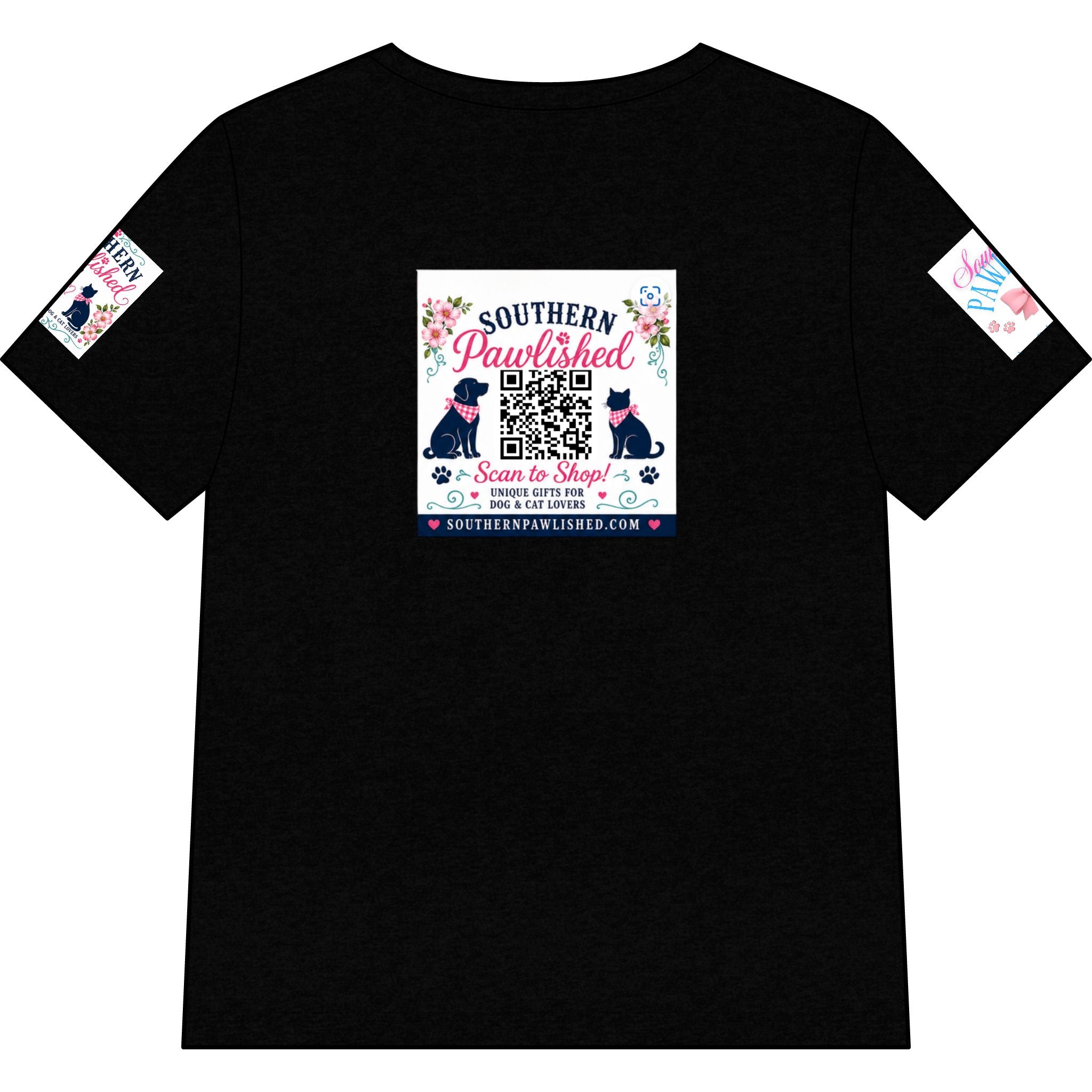Southern Pawlished V-Neck Tee — "Southern Raised, Fur-baby Crazed"