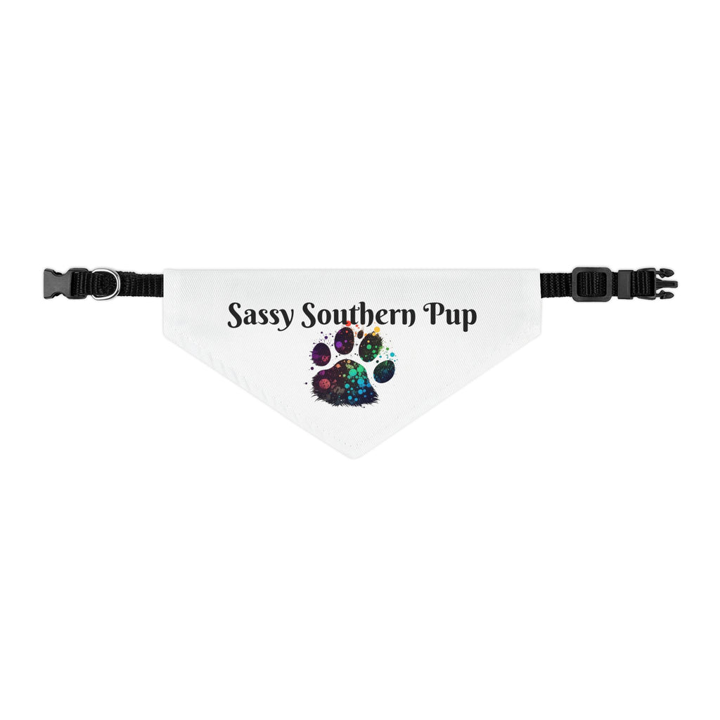 Pet Bandana Collar — "Sassy Southern Pup" Paw Print Dog Bandana