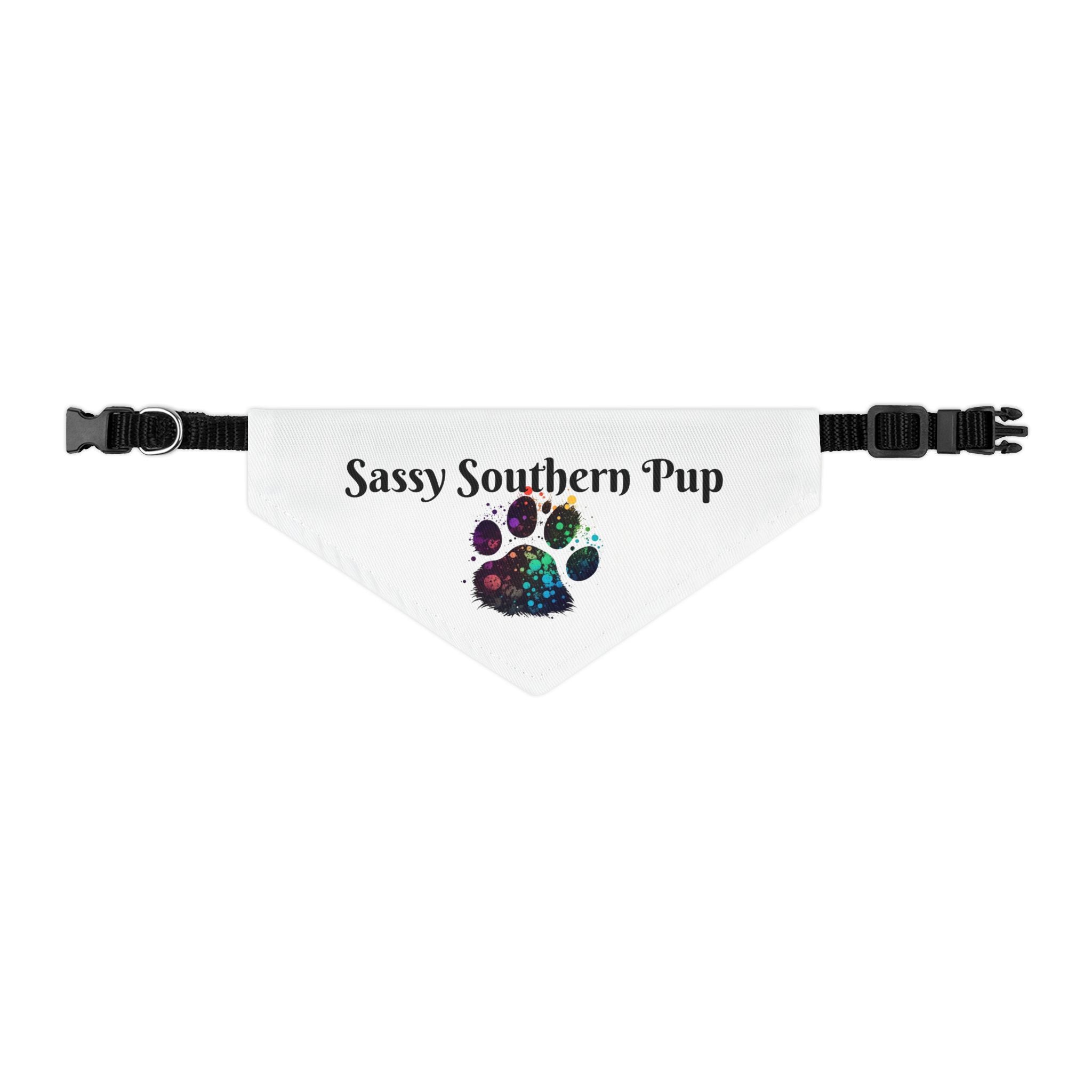 Pet Bandana Collar — "Sassy Southern Pup" Paw Print Dog Bandana