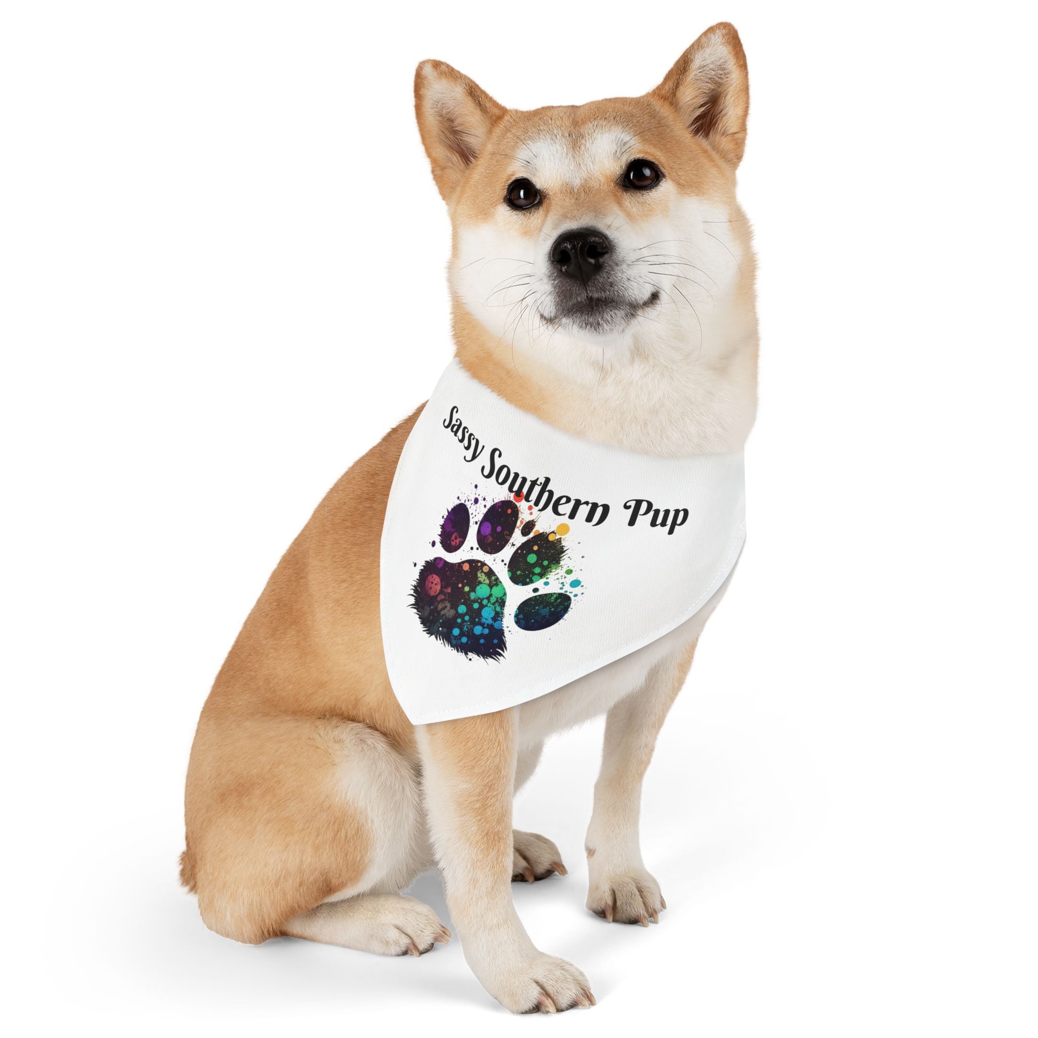 Pet Bandana Collar — "Sassy Southern Pup" Paw Print Dog Bandana