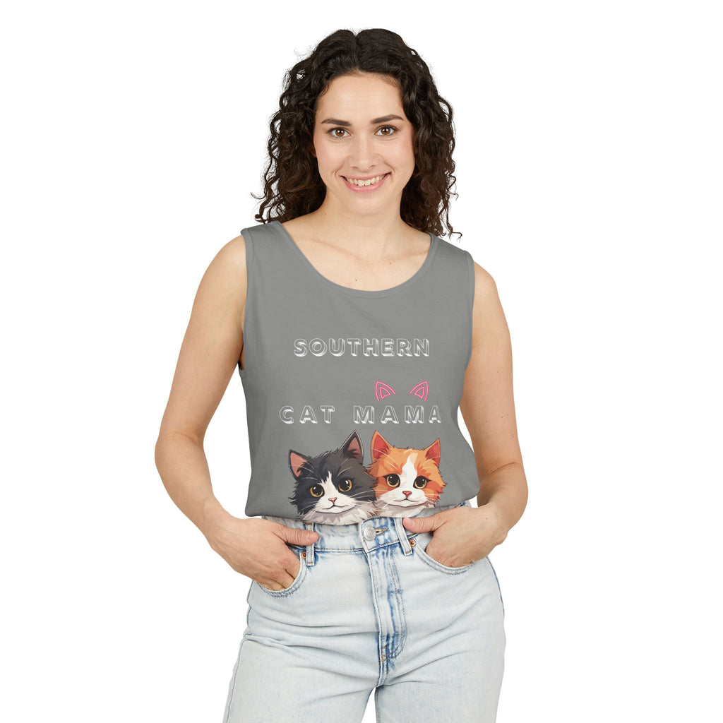 Southern Cat Mama Tank Top — Cute Kitten Graphic Tank for Cat Lovers