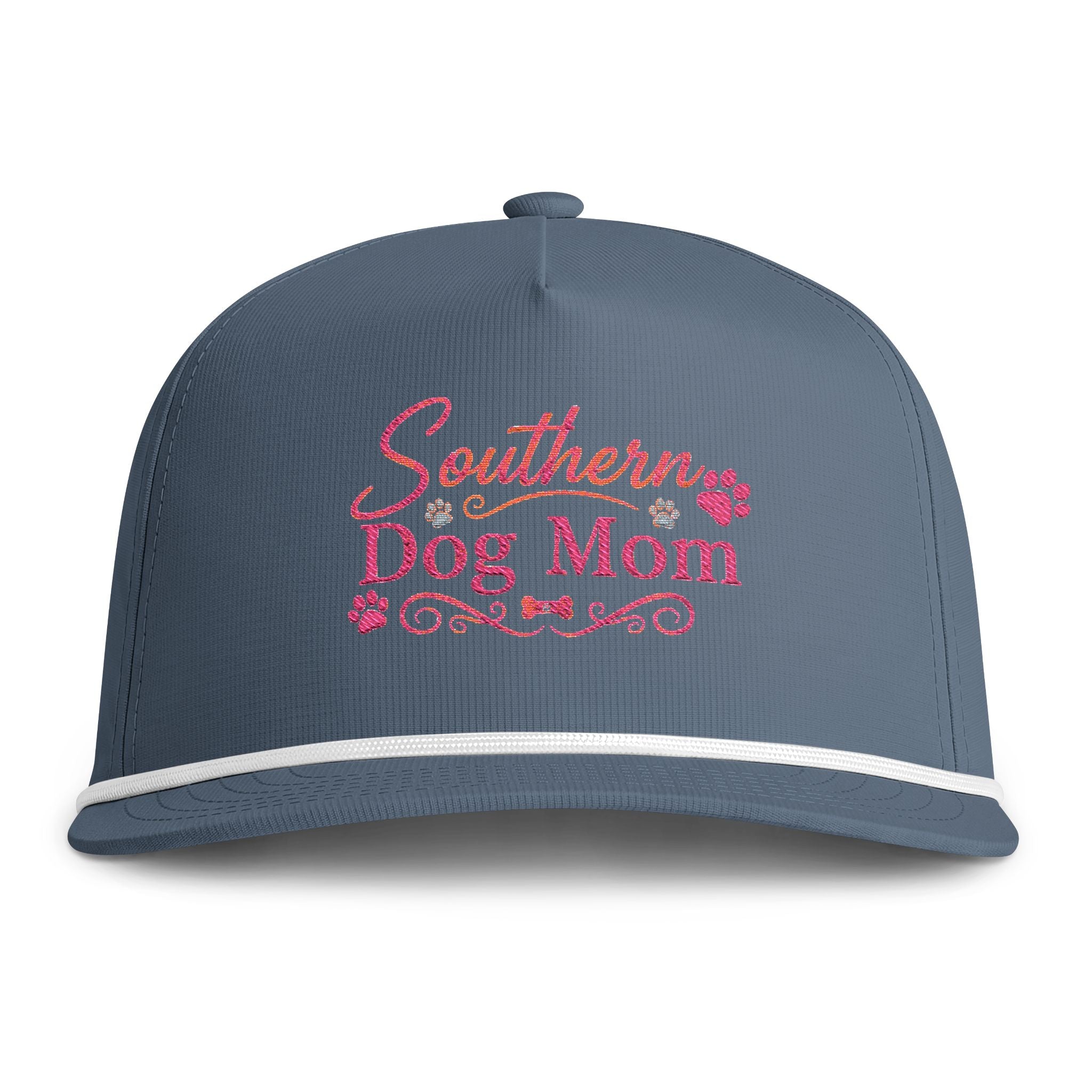 Southern Dog Mom Rope Cap — Sunwashed Embroidered Pet Lover Hat