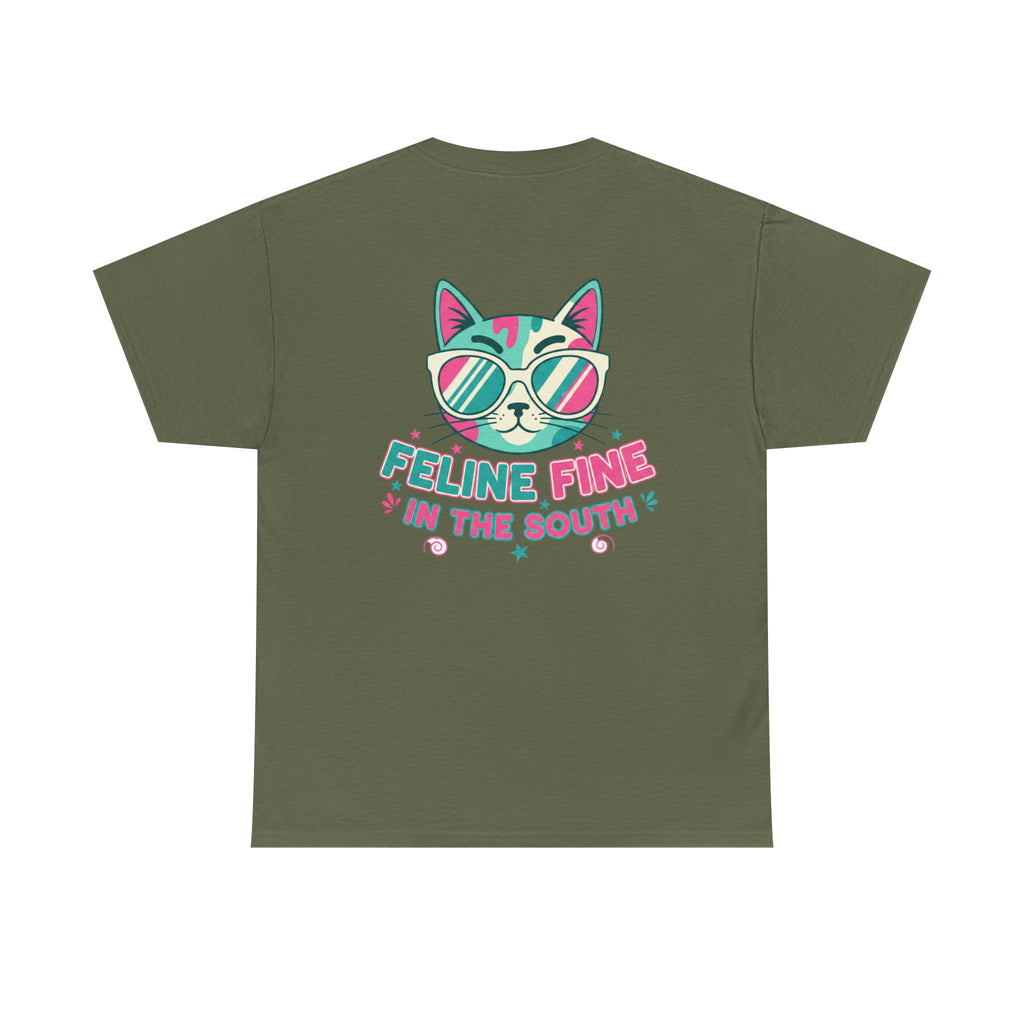 Feline Fine Tee — Retro Cat "Feline Fine in the South" Graphic T-Shirt