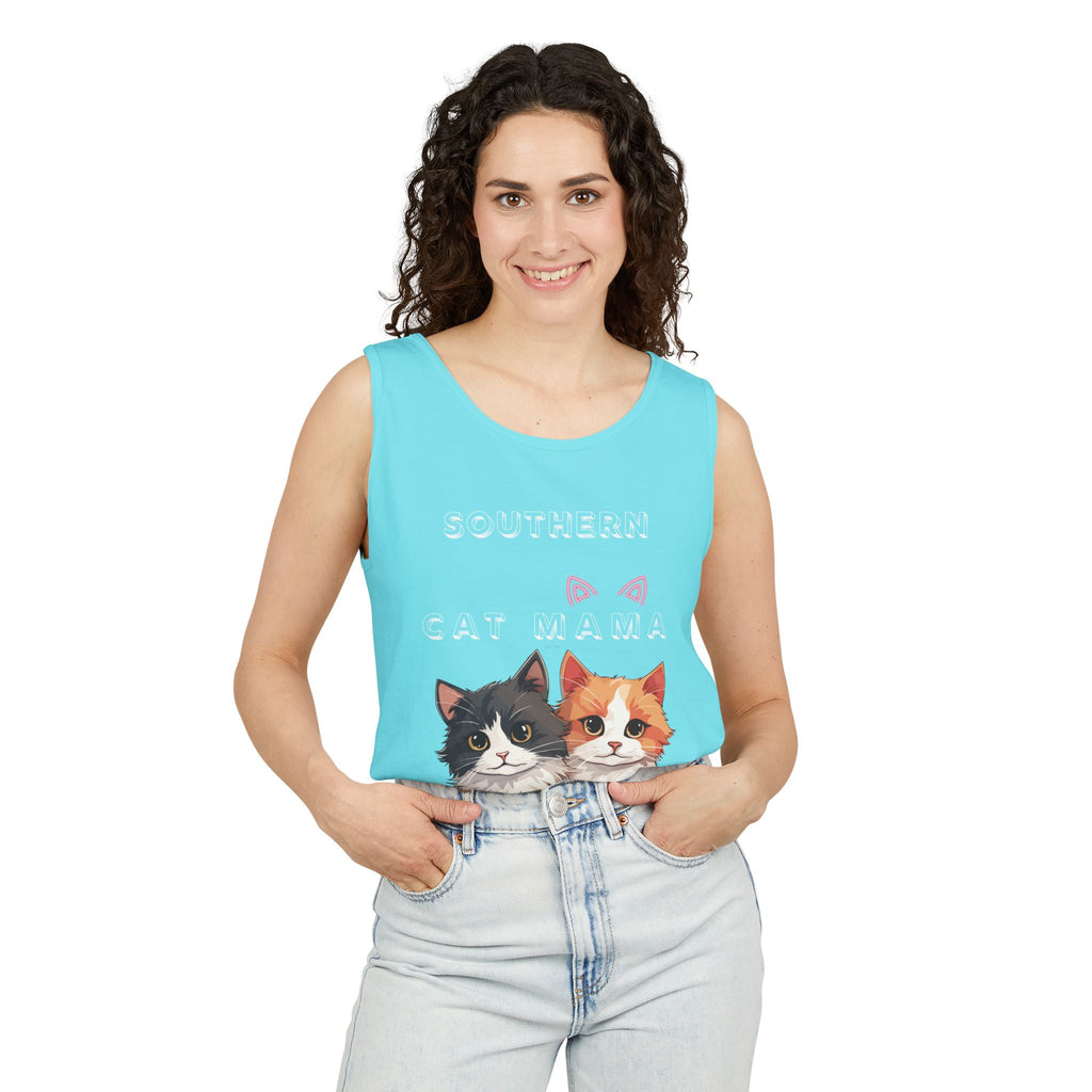 Southern Cat Mama Tank Top — Cute Kitten Graphic Tank for Cat Lovers