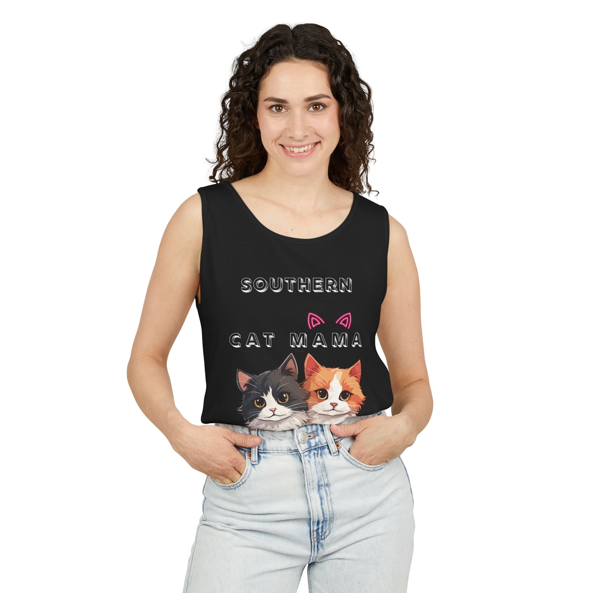 Southern Cat Mama Tank Top — Cute Kitten Graphic Tank for Cat Lovers