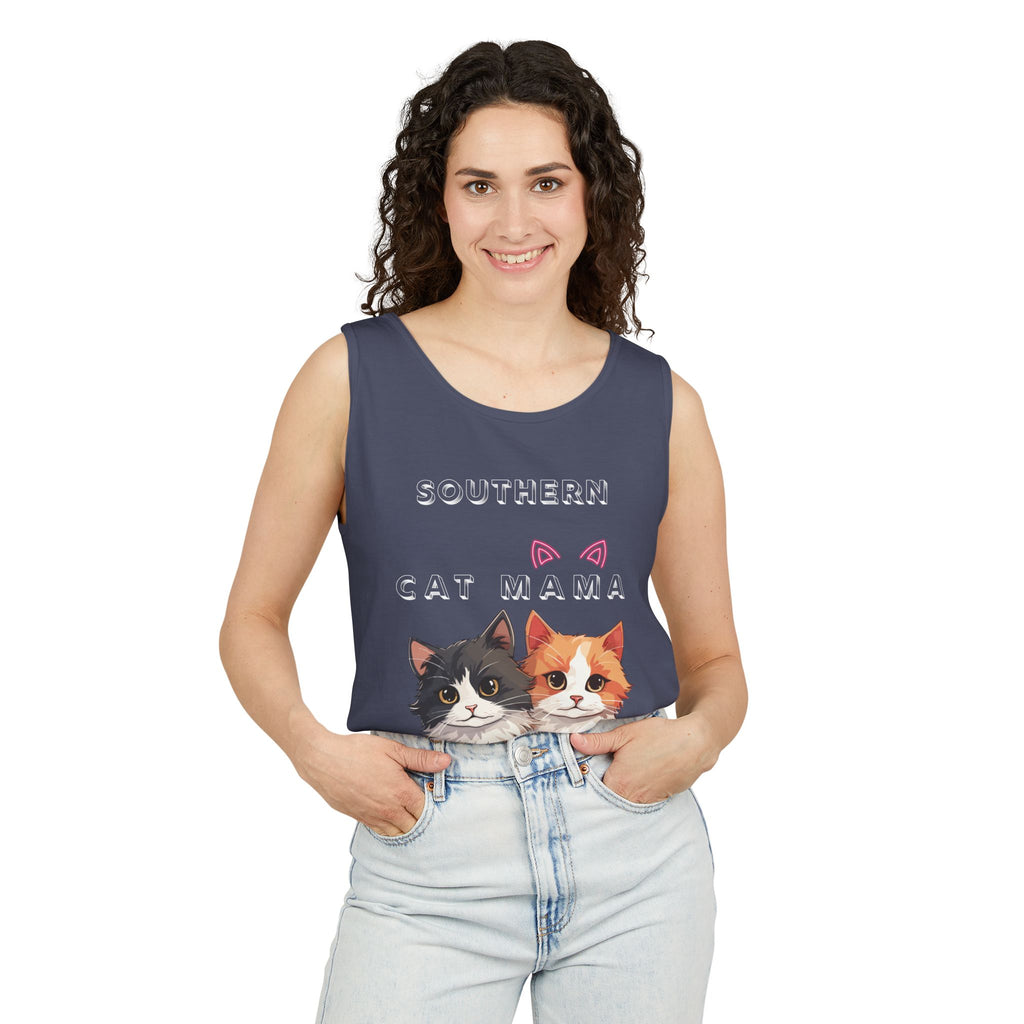 Southern Cat Mama Tank Top — Cute Kitten Graphic Tank for Cat Lovers