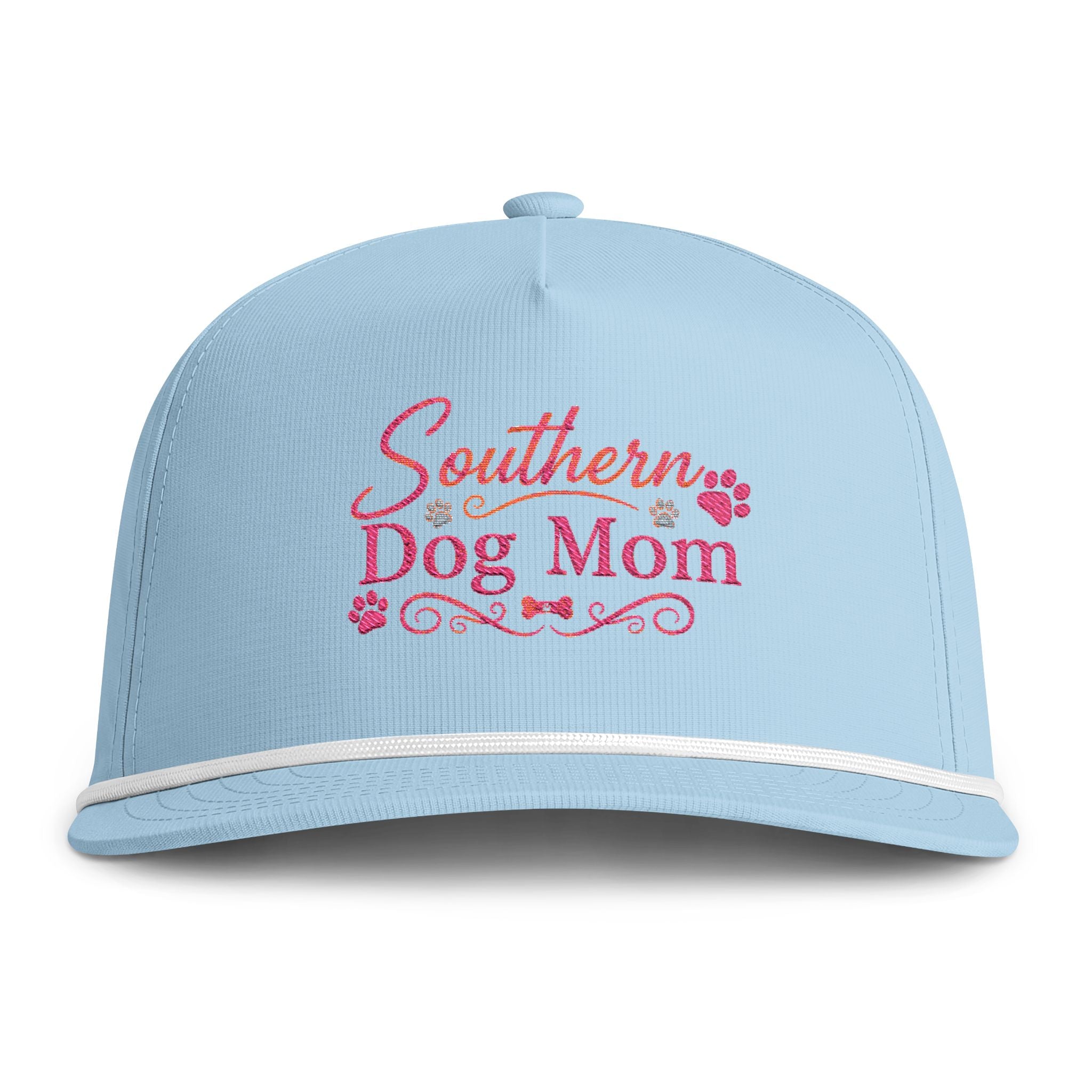 Southern Dog Mom Rope Cap — Sunwashed Embroidered Pet Lover Hat