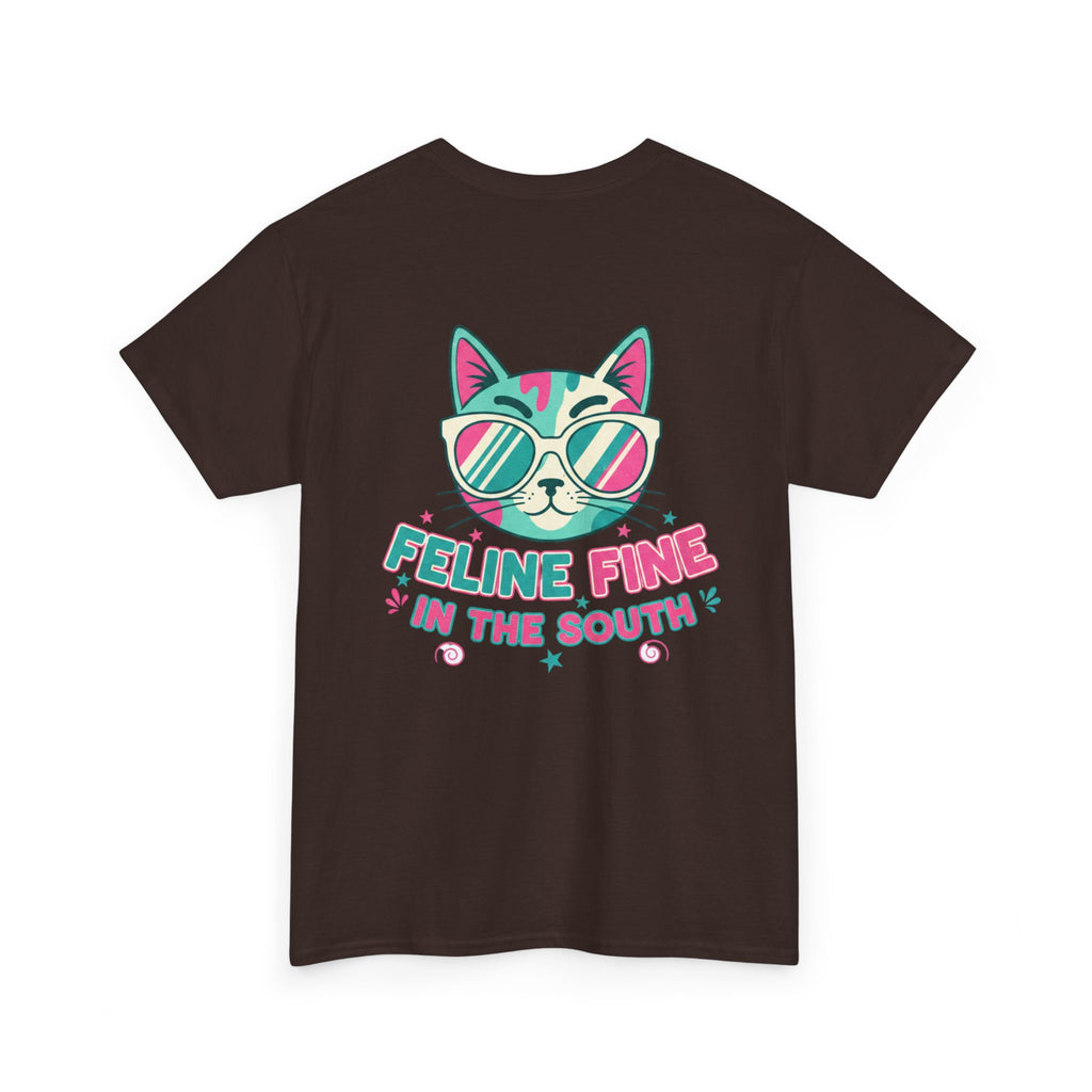 Feline Fine Tee — Retro Cat "Feline Fine in the South" Graphic T-Shirt