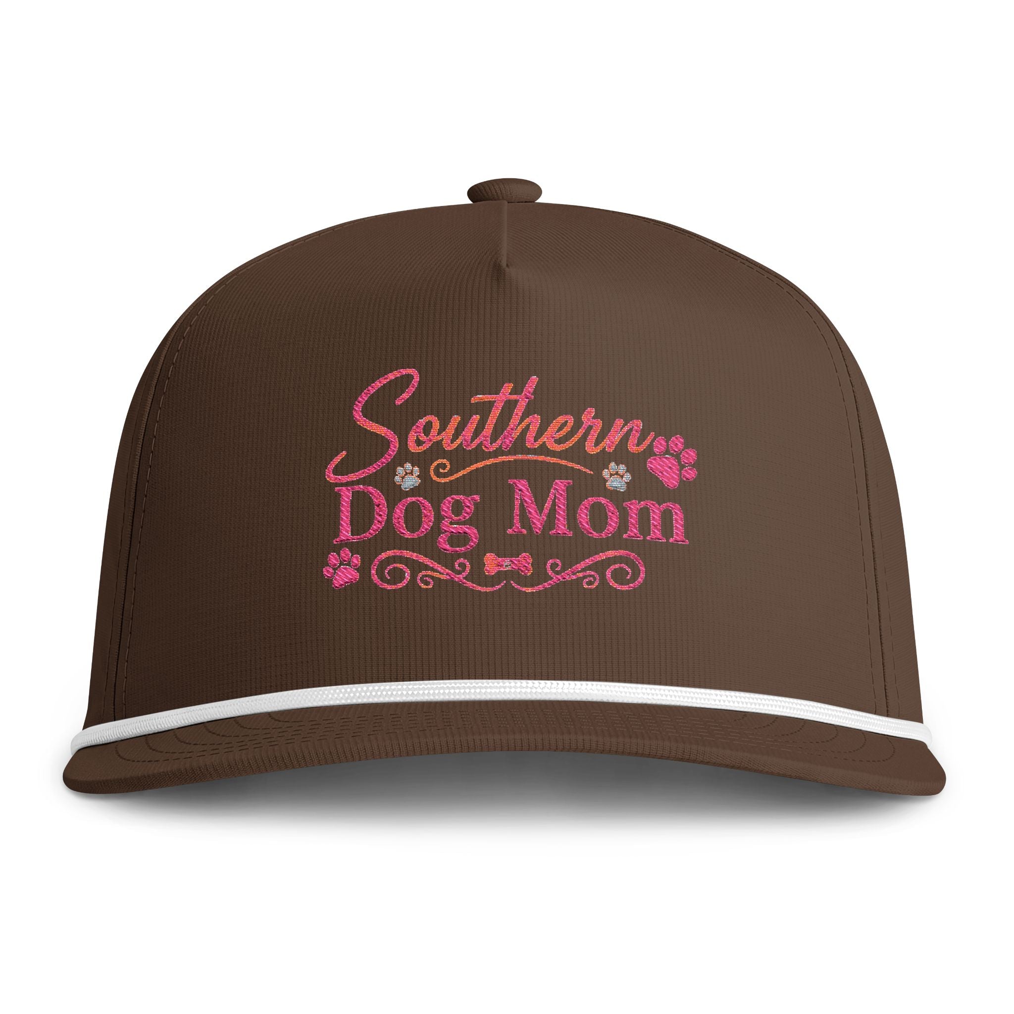Southern Dog Mom Rope Cap — Sunwashed Embroidered Pet Lover Hat