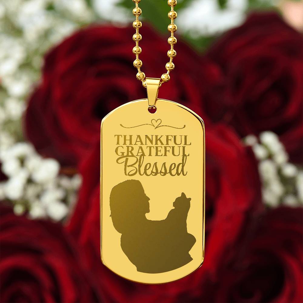 Blessed Cat Lady Engraved Dog Tag Necklace