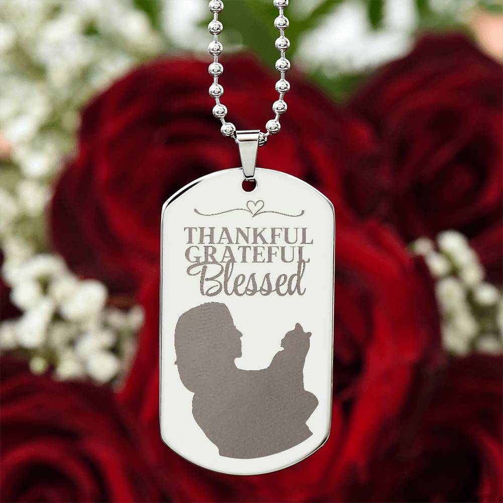 Blessed Cat Lady Engraved Dog Tag Necklace