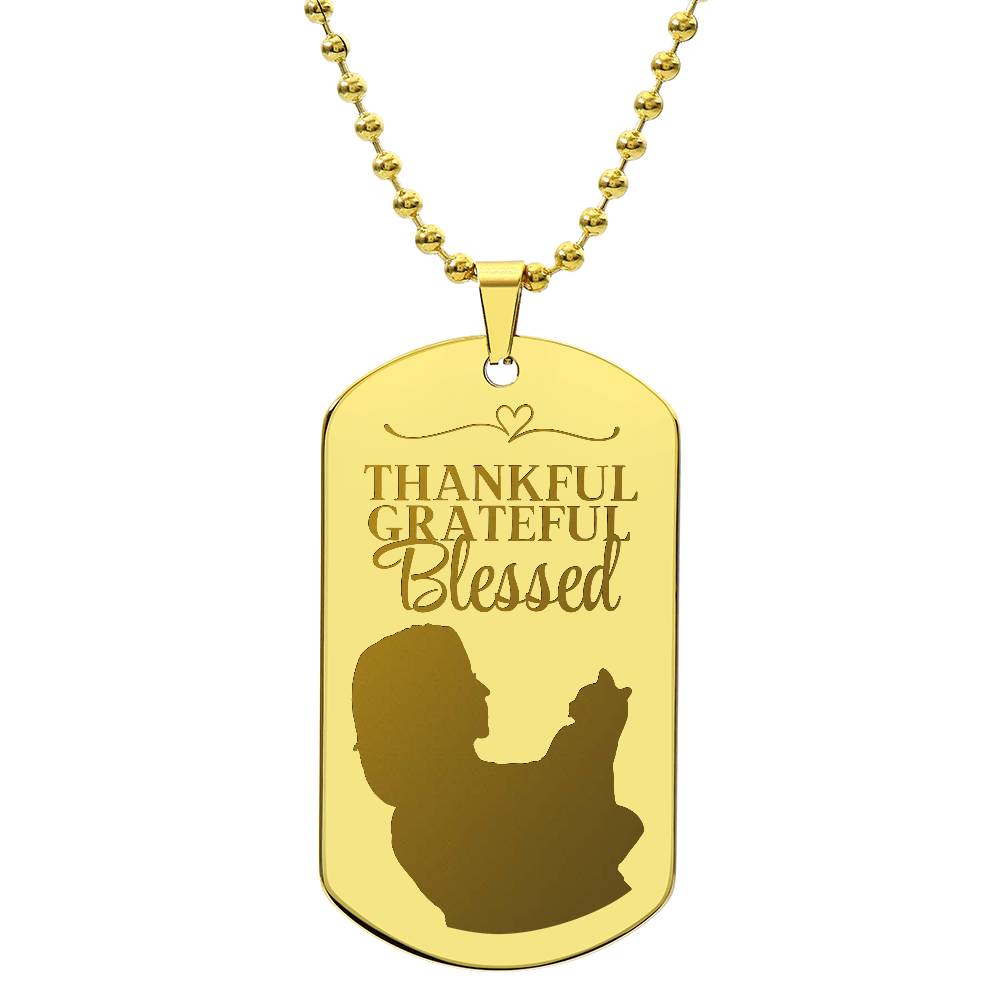 Blessed Cat Lady Engraved Dog Tag Necklace