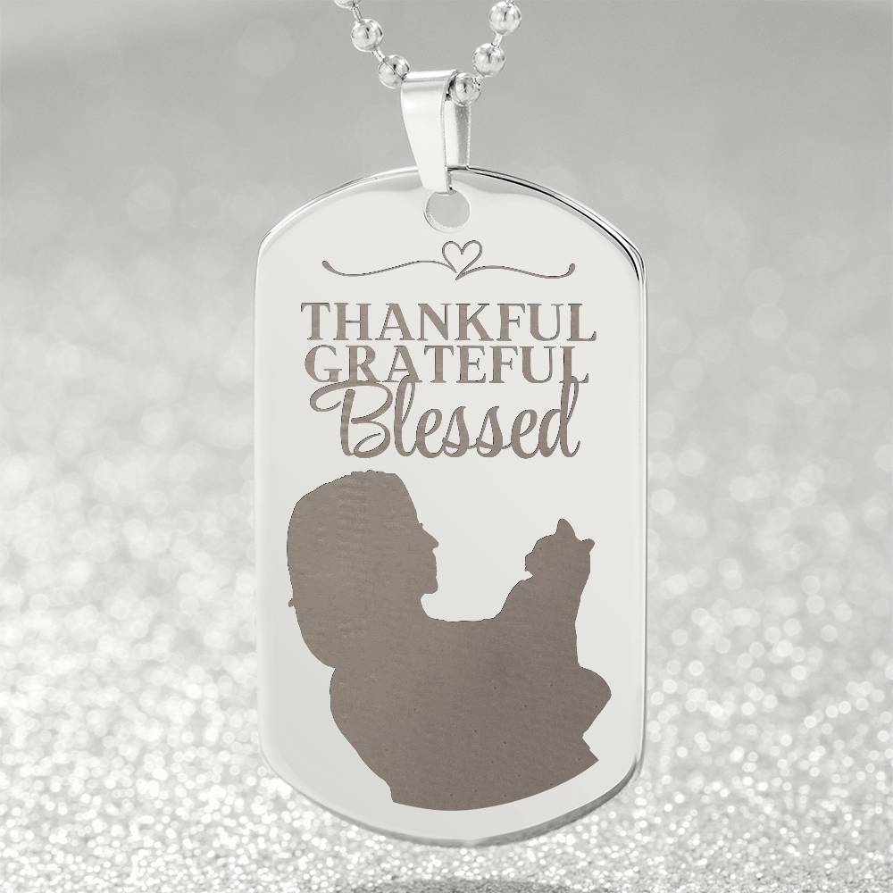 Blessed Cat Lady Engraved Dog Tag Necklace