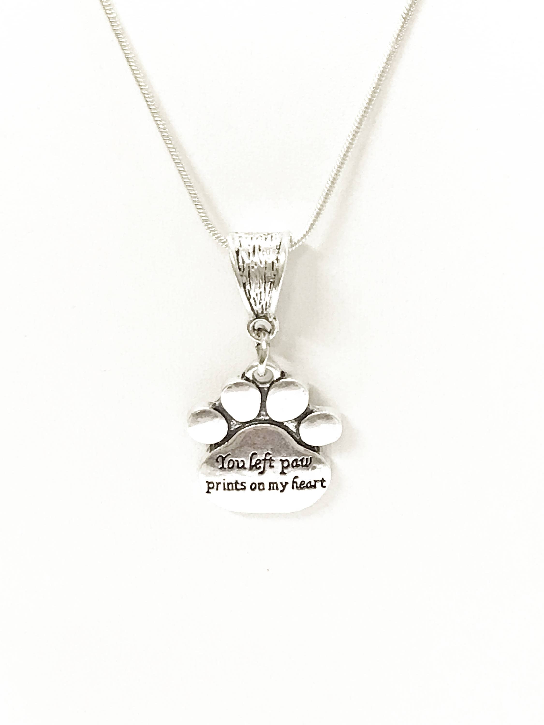 You Left Paw Prints on My Heart Pet Memorial Necklace, Dog Remembrance Jewelry, Pet Remembrance, Dog Memorial Jewelry, Dog Sympathy Gift