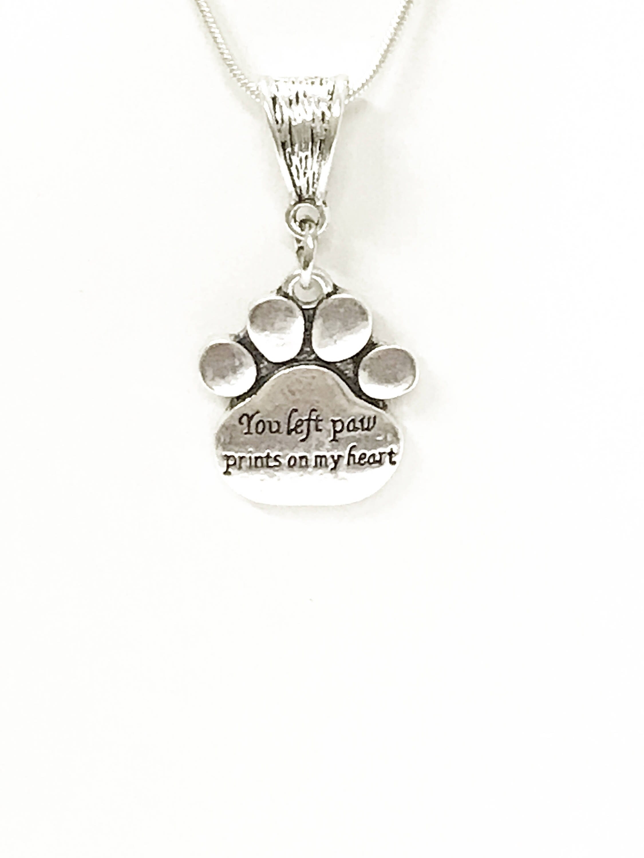 You Left Paw Prints on My Heart Pet Memorial Necklace, Dog Remembrance Jewelry, Pet Remembrance, Dog Memorial Jewelry, Dog Sympathy Gift