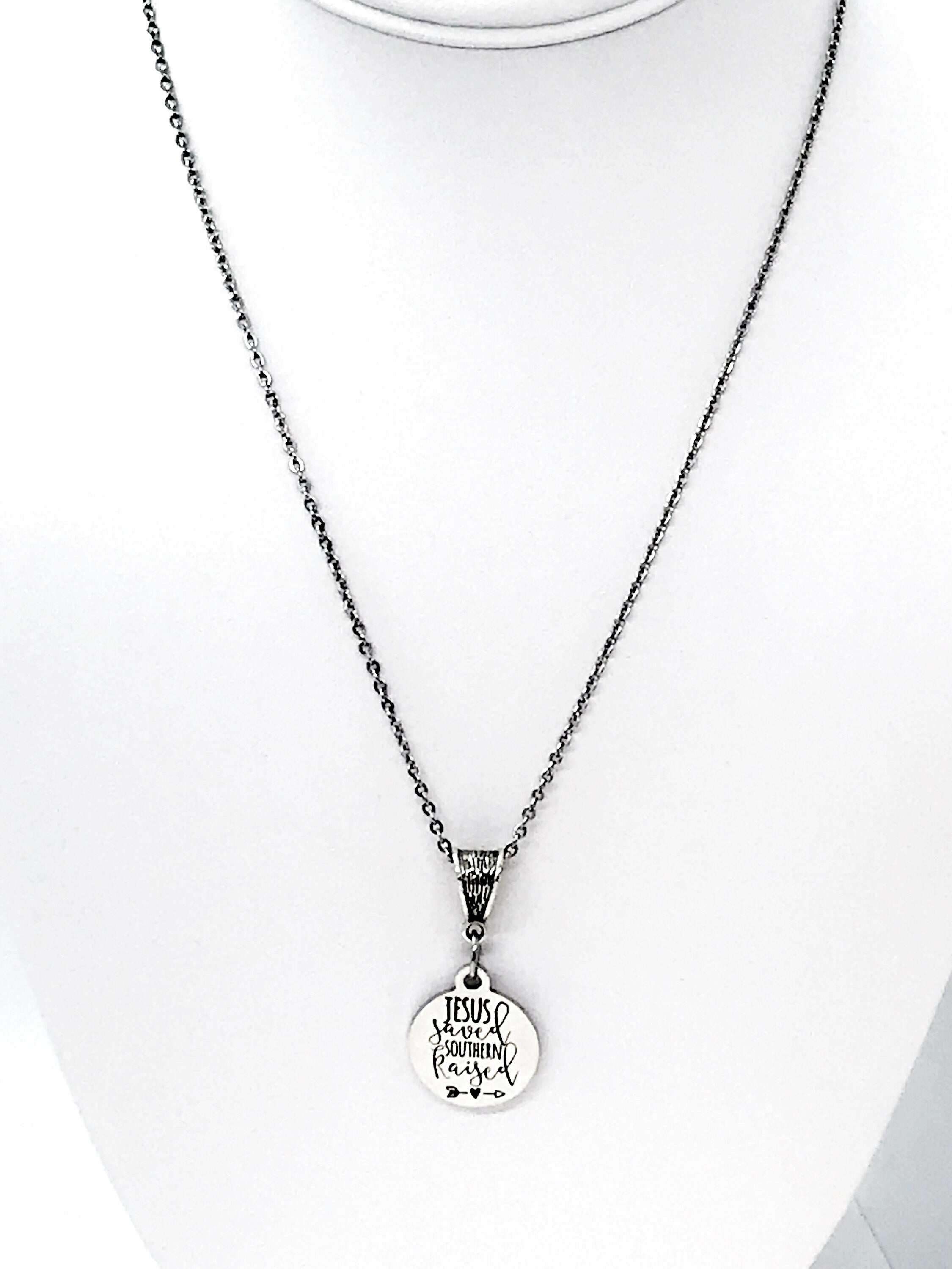 Jesus Saved Southern Raised Necklace, Christian Woman Gift, Southern Woman Gift, Jewelry Gift, Wife Gift, Daughter Gift, Gift For Her