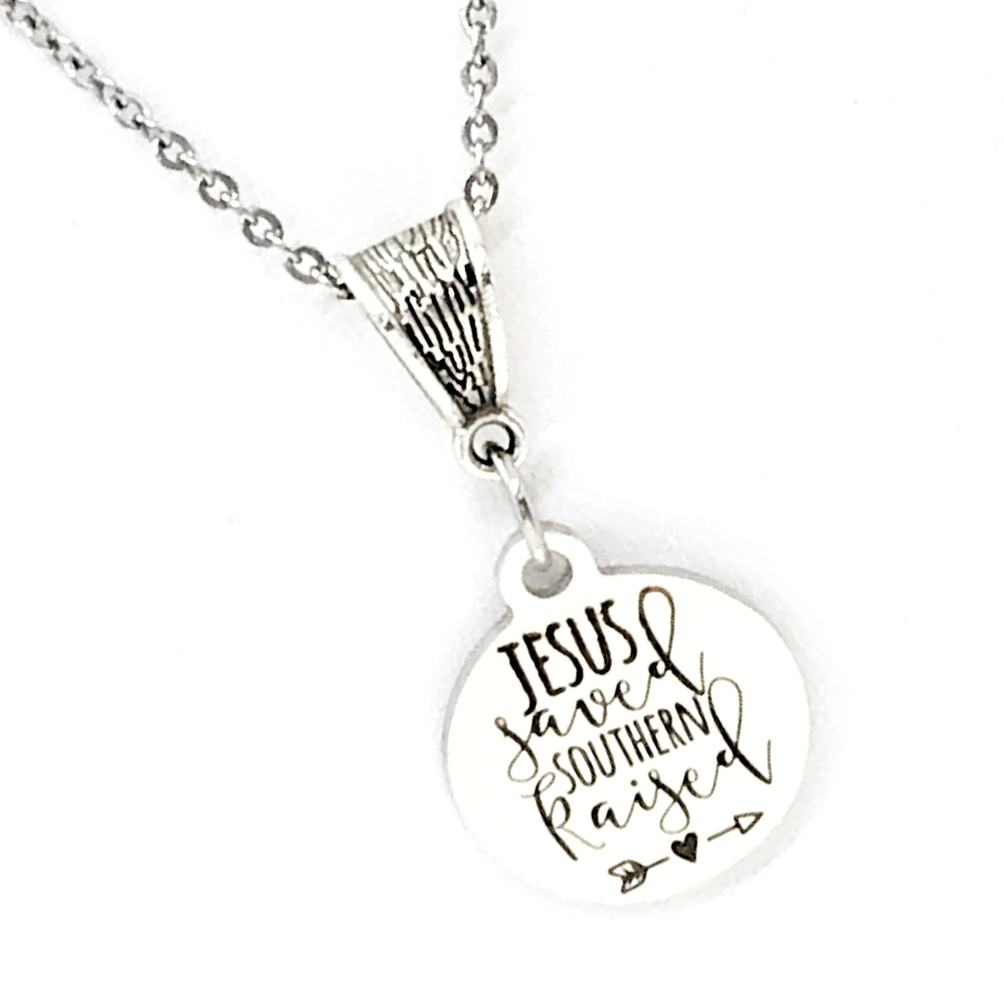 Jesus Saved Southern Raised Necklace, Christian Woman Gift, Southern Woman Gift, Jewelry Gift, Wife Gift, Daughter Gift, Gift For Her