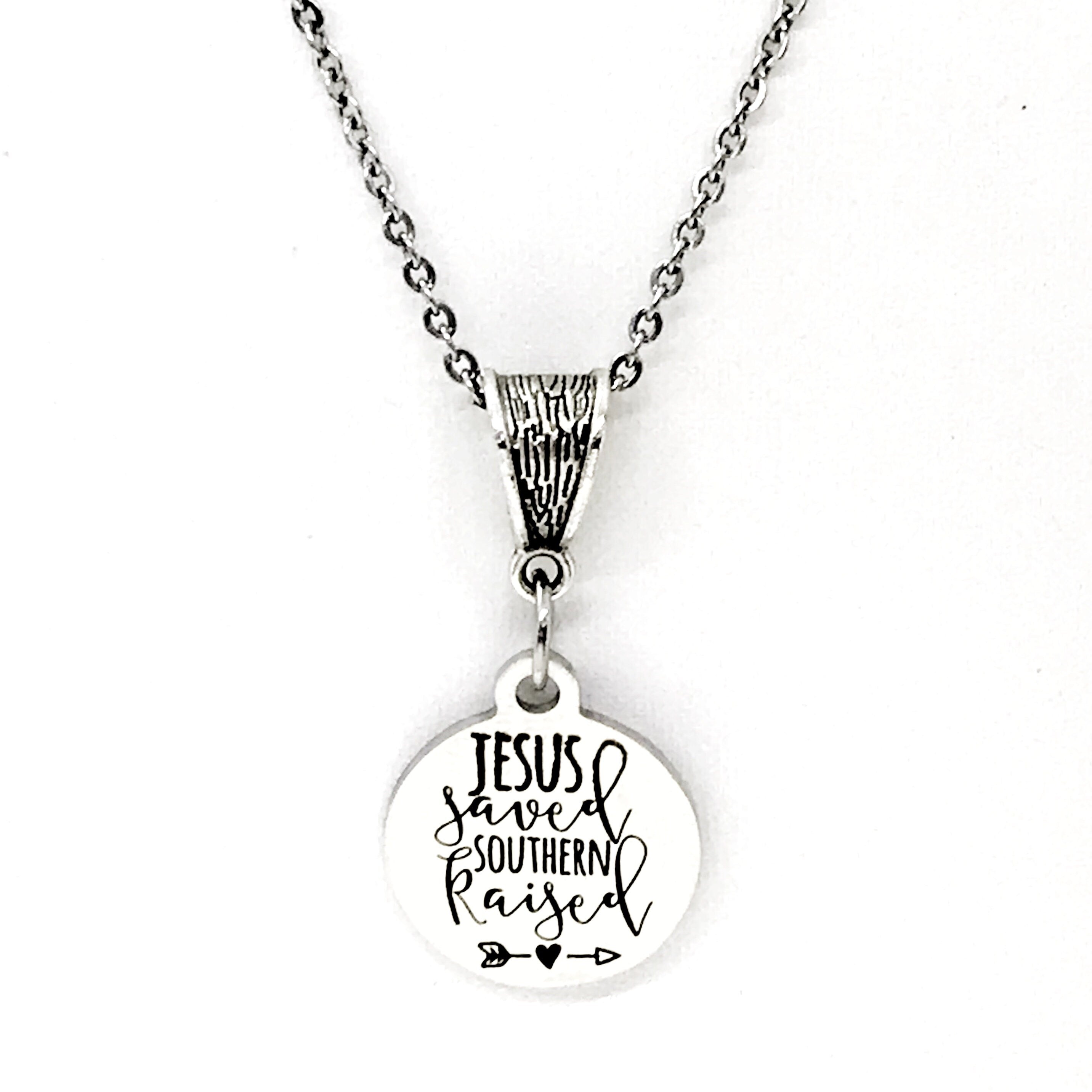 Jesus Saved Southern Raised Necklace, Christian Woman Gift, Southern Woman Gift, Jewelry Gift, Wife Gift, Daughter Gift, Gift For Her
