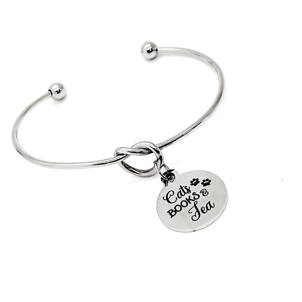 Cat Books Tea Charm Bracelet, Cat Lover, Book Lover, Tea Lover, Gift For Her, Love Cats, Love Books, Love Tea, Wife Gift, Mom Jewelry Gift